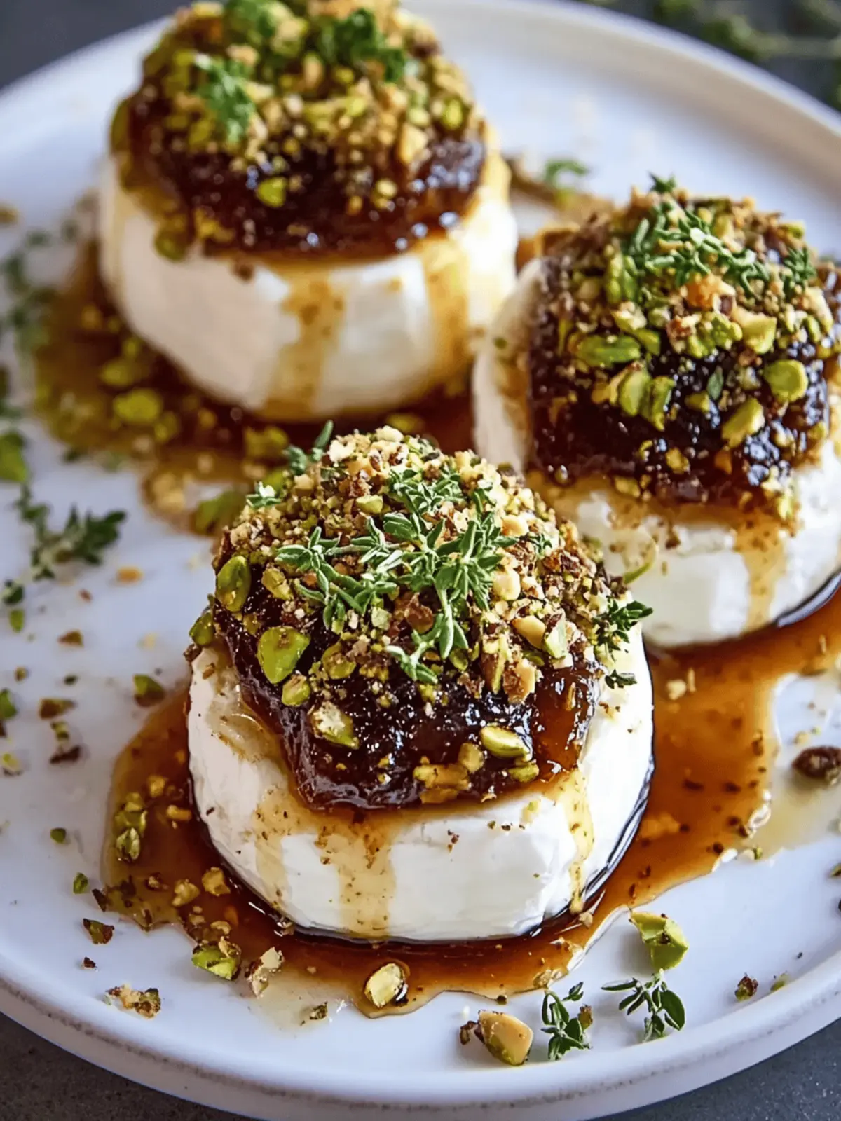 Pistachio-Crusted Brie Rounds with Fig Jam Glaze