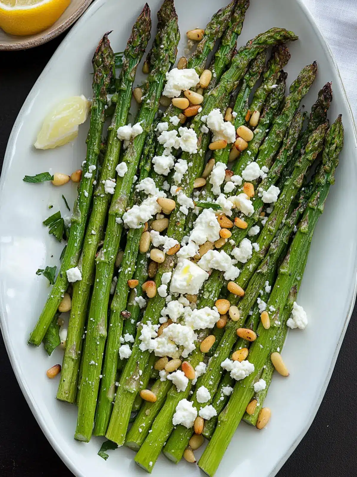 Roasted Asparagus with Feta and Pine Nuts