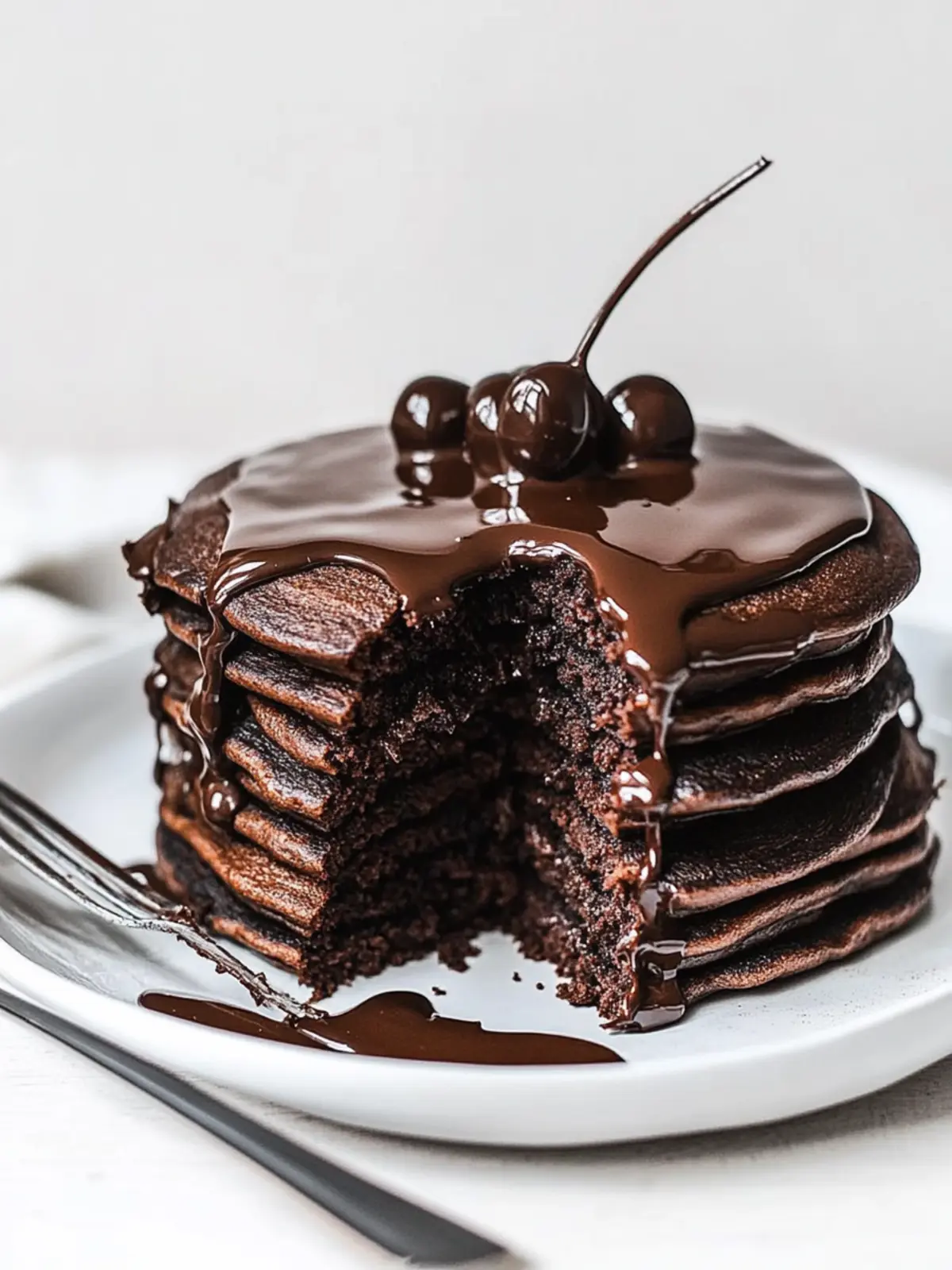 Fluffy Chocolate Pancakes with Rich Ganache You’ll Love 4 fluffy chocolate pancakes