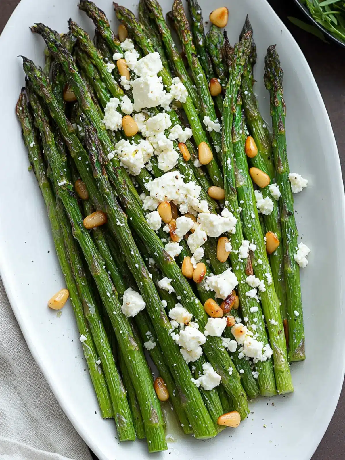 Roasted Asparagus with Feta and Pine Nuts