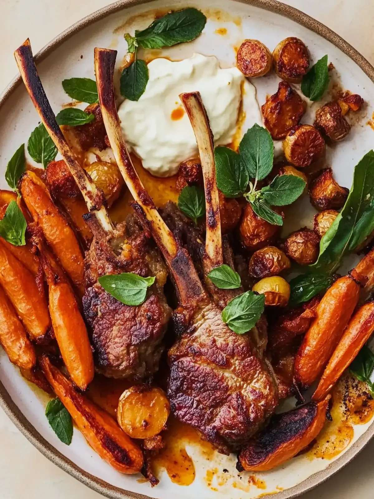 Lamb Cutlets & Harissa Roast Vegetables