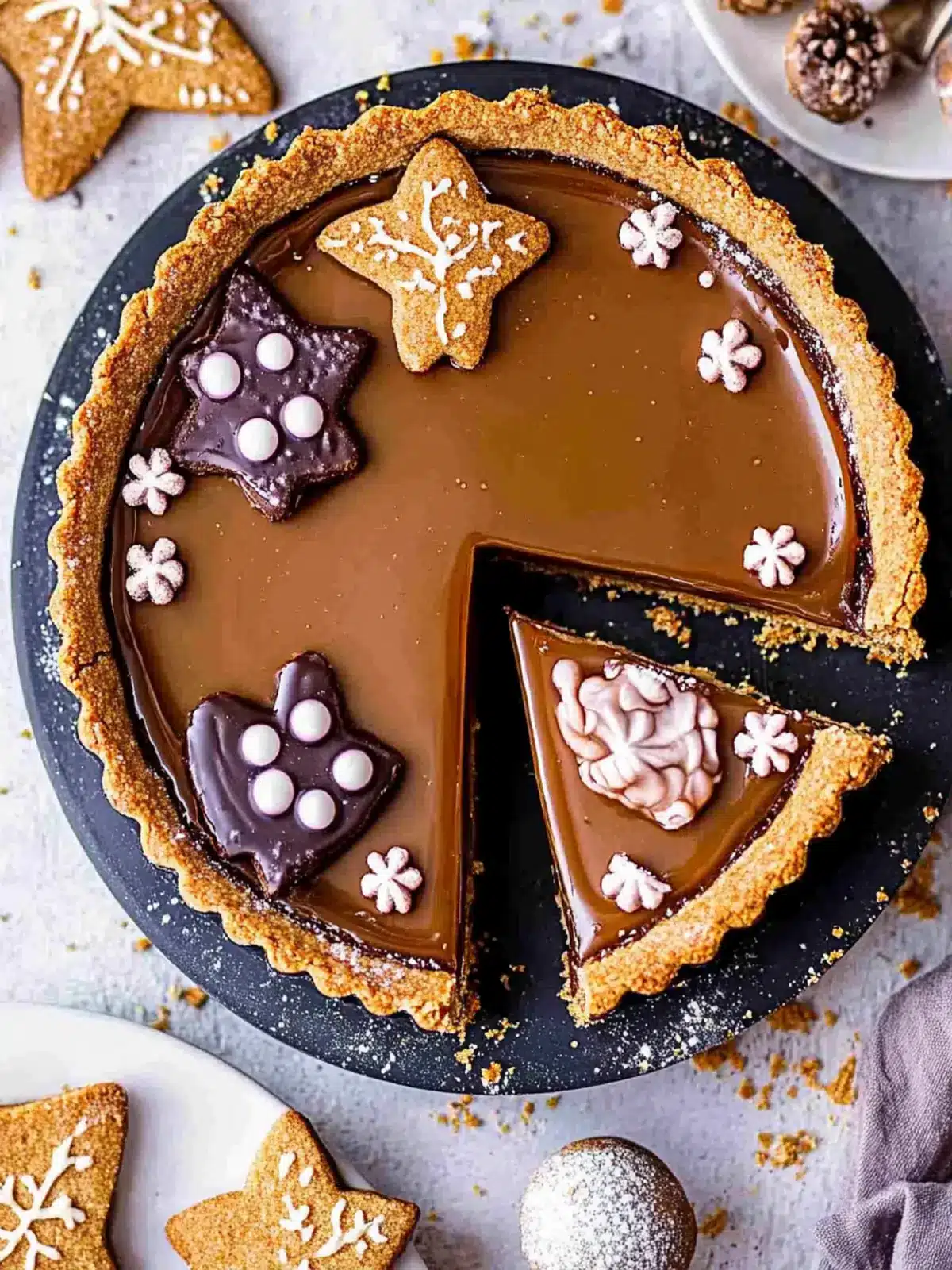 Vegan Caramel Tart with Gingerbread Crust