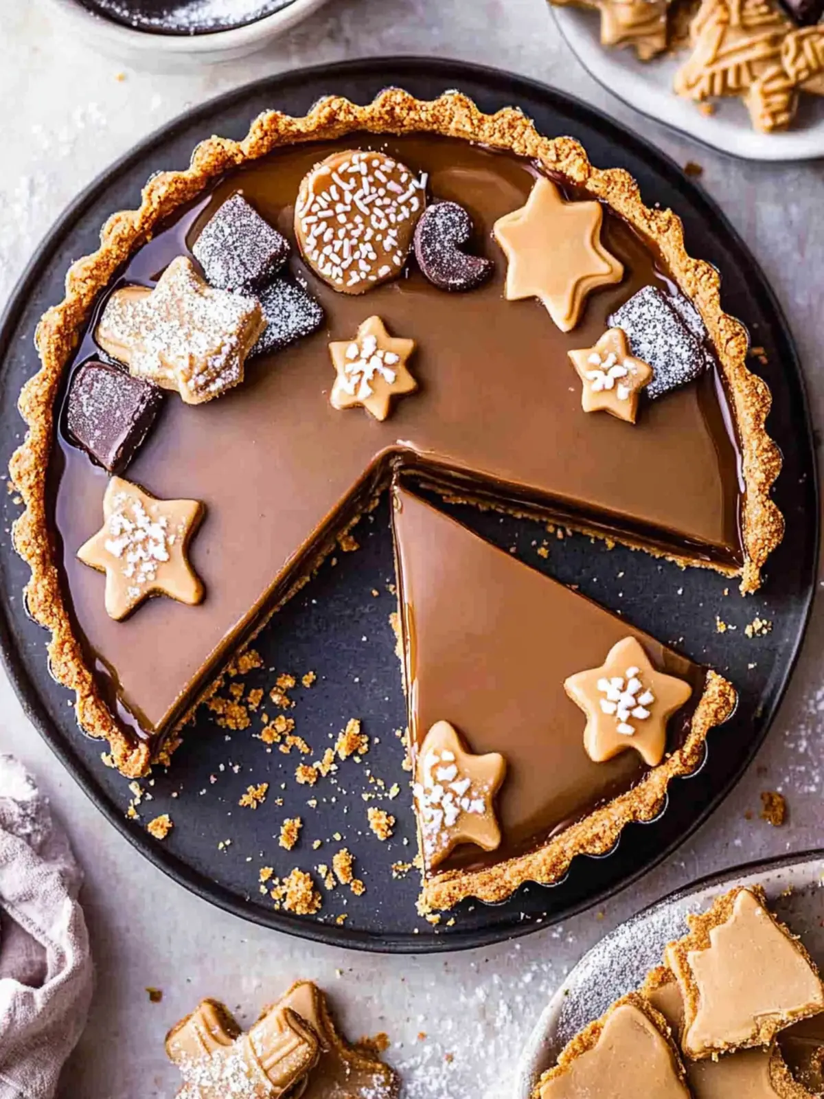 Vegan Caramel Tart with Gingerbread Crust
