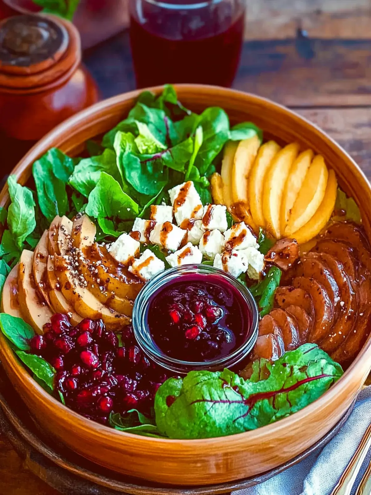 Winter Fruit Feta Salad with Cranberry Balsamic Dressing