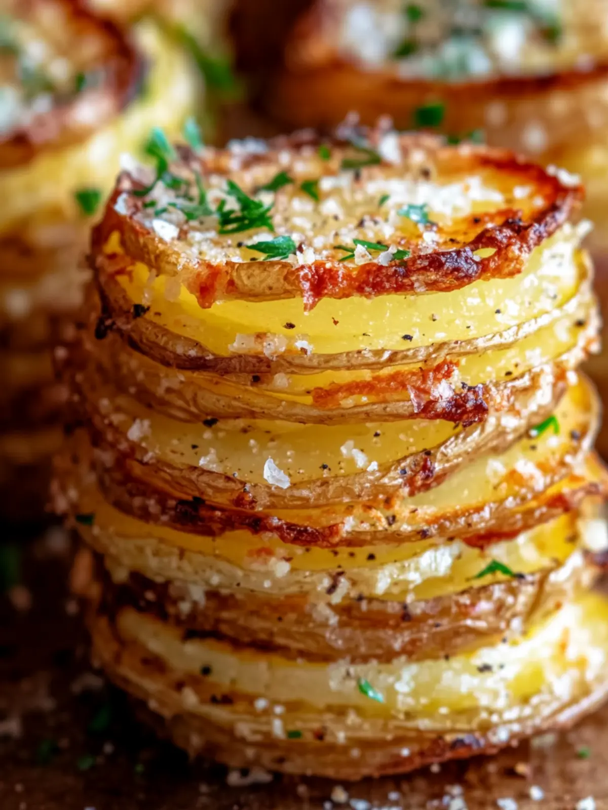 Crispy Parmesan Potato Stacks with Garlic Butter Bliss 2 Crispy Parmesan Potato Stacks with Garlic Butter