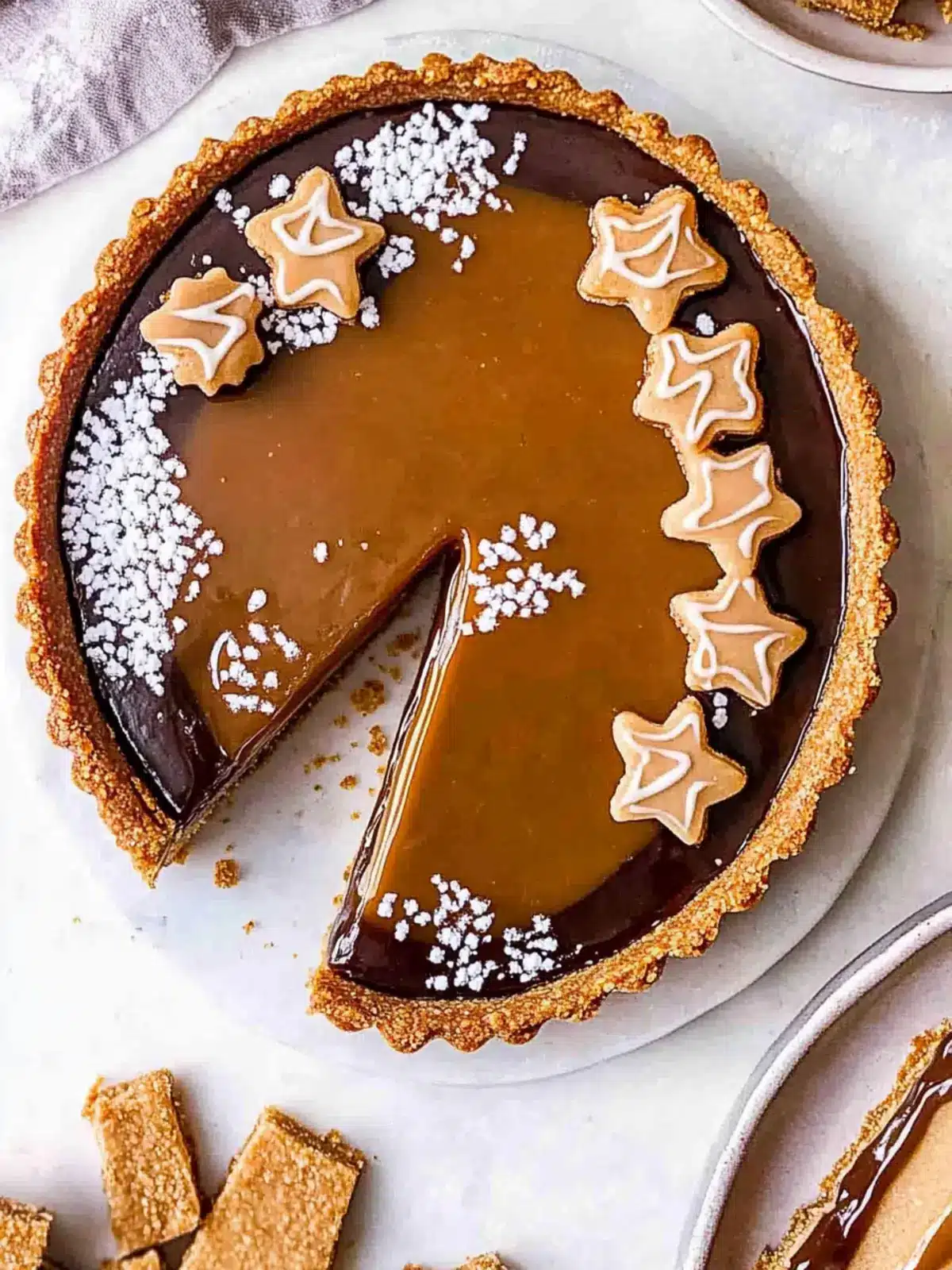 Vegan Caramel Tart with Gingerbread Crust