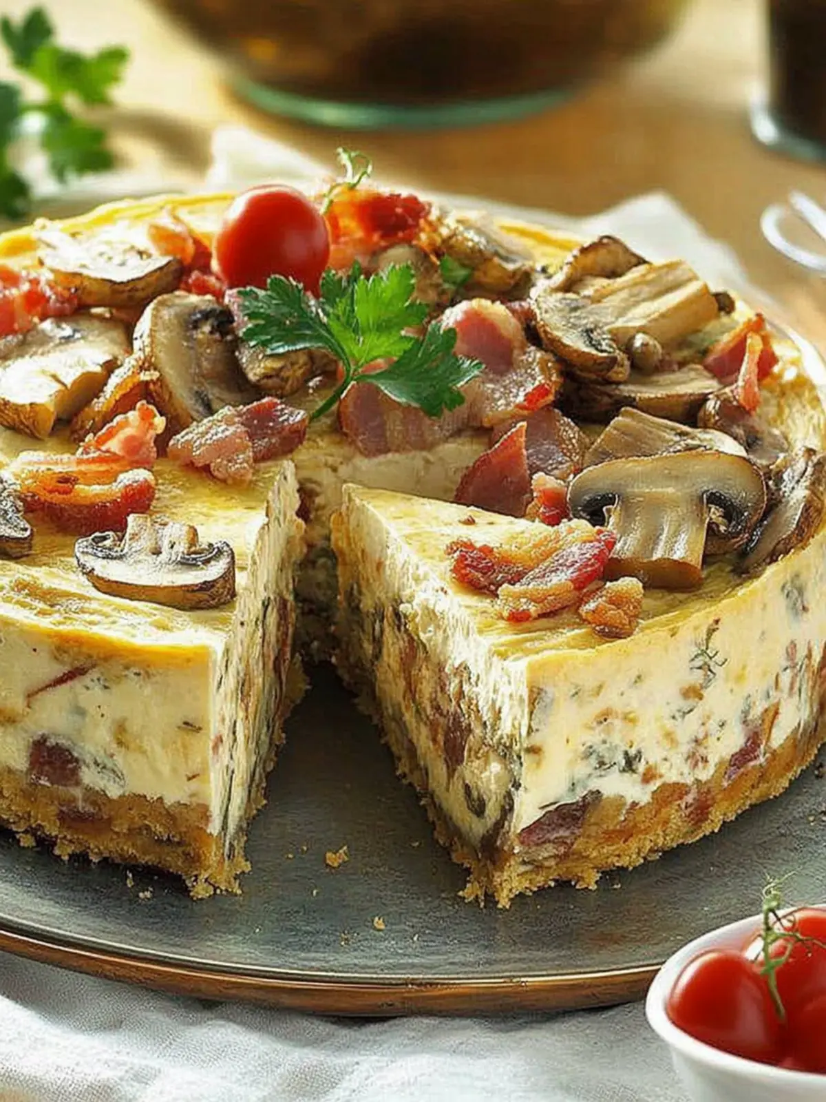 Mushroom and Bacon Cheesecake: A Savory Twist You’ll Love 4 Mushroom and Bacon Cheesecake