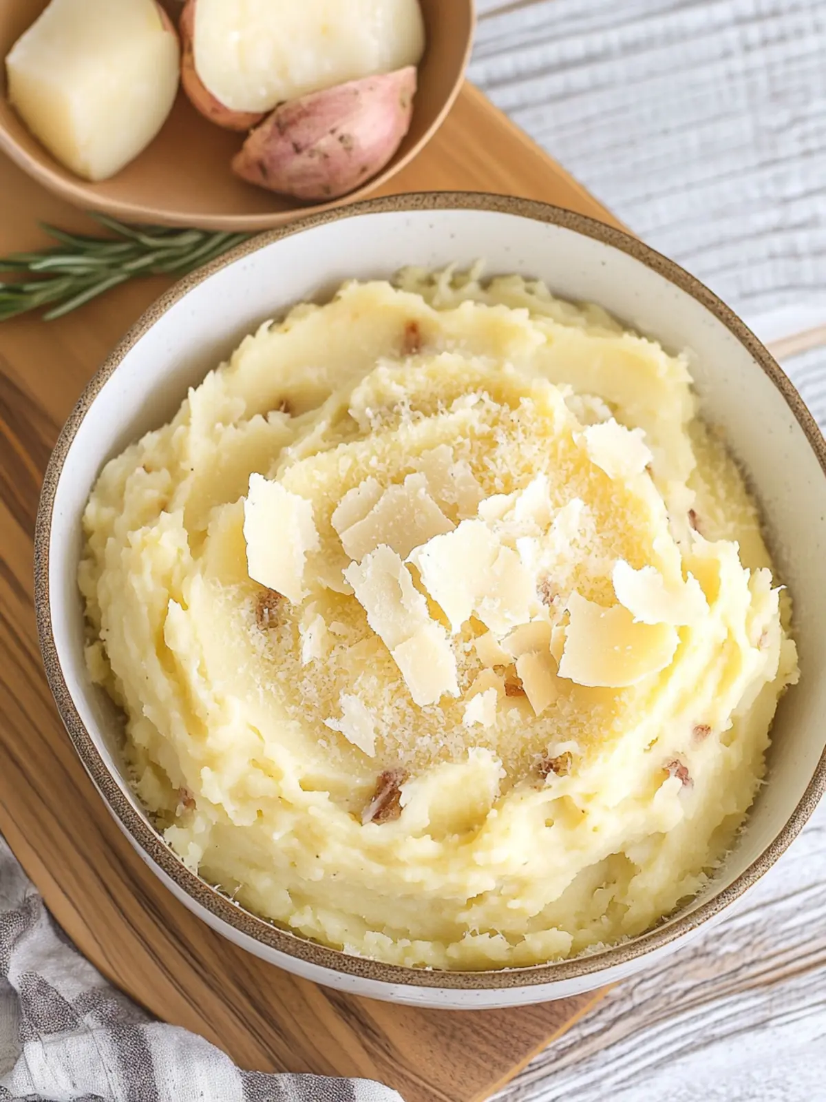 Skinny Garlic Parmesan Mashed Red Potatoes
