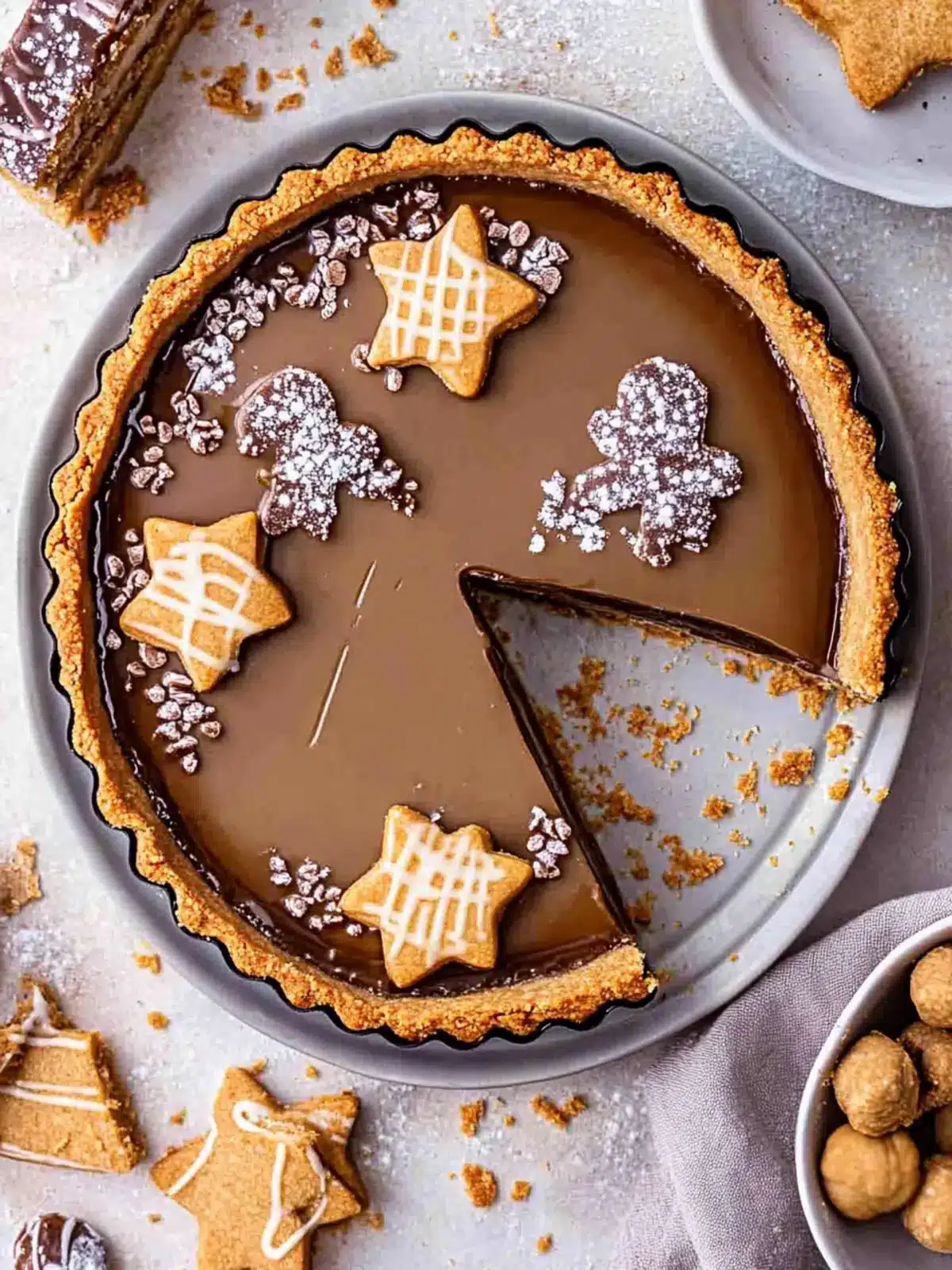 Vegan Caramel Tart with Gingerbread Crust