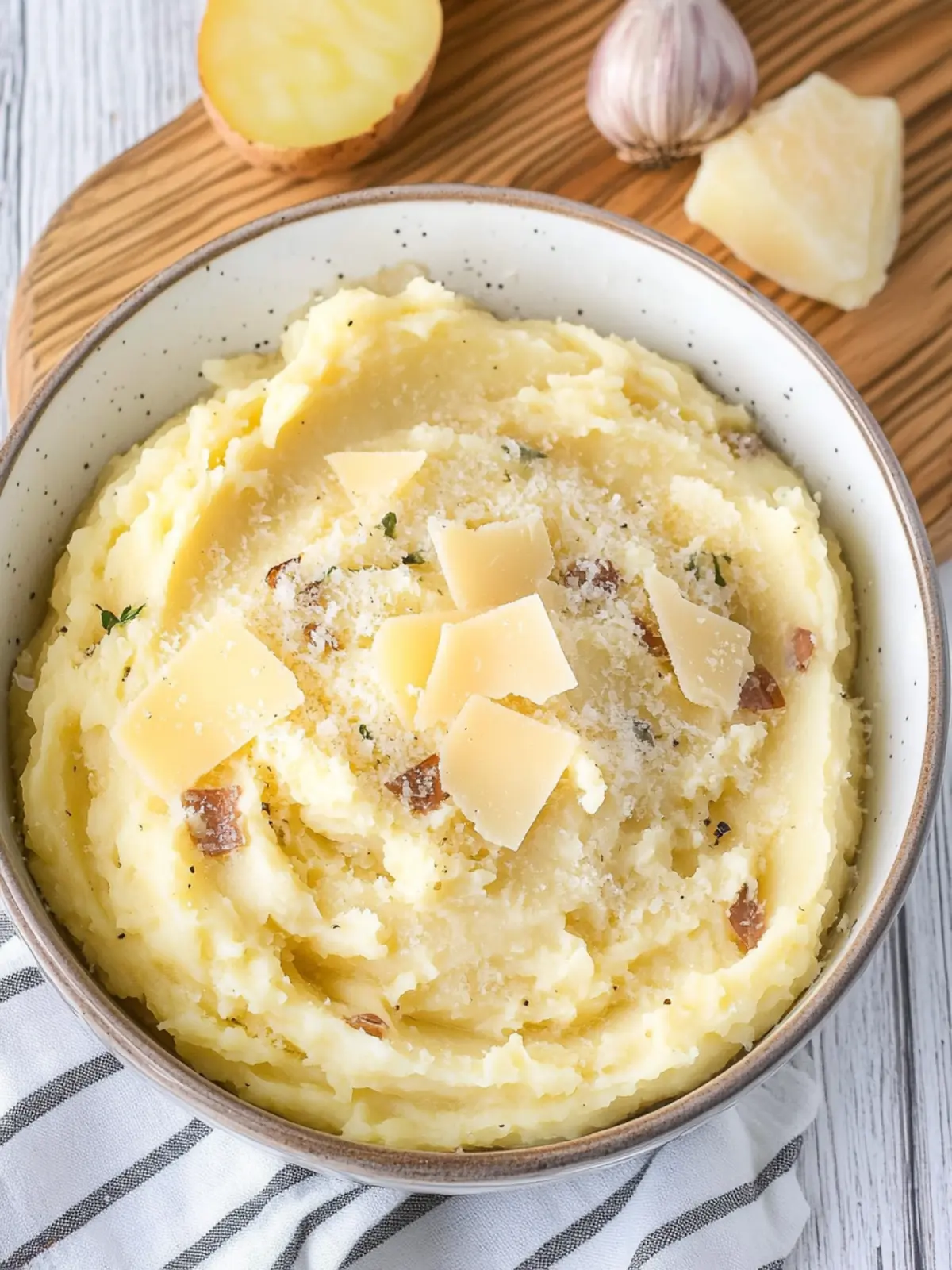 Skinny Garlic Parmesan Mashed Red Potatoes