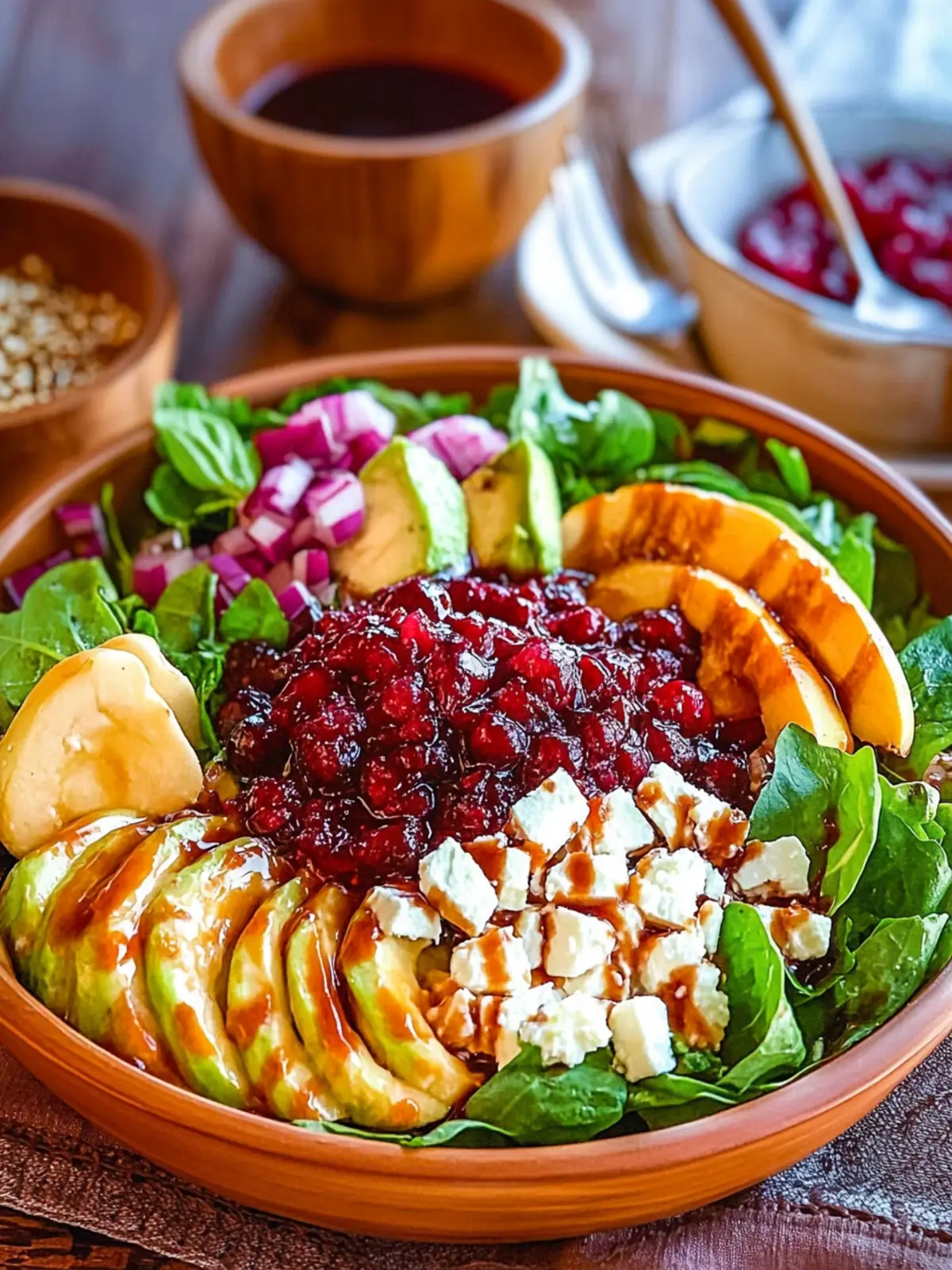 Winter Fruit Feta Salad with Cranberry Balsamic Dressing