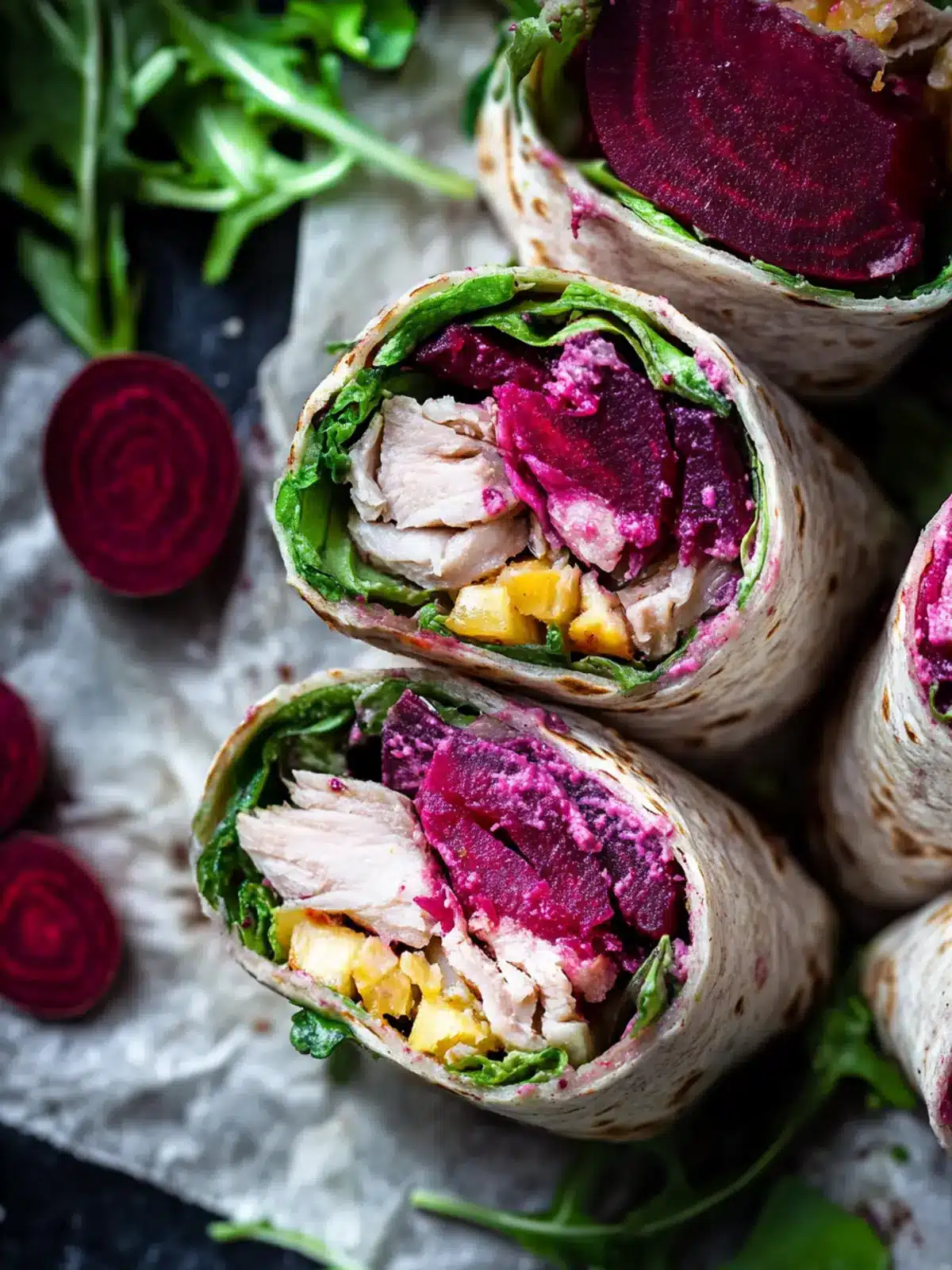 Tuna Beetroot Tortilla Wraps