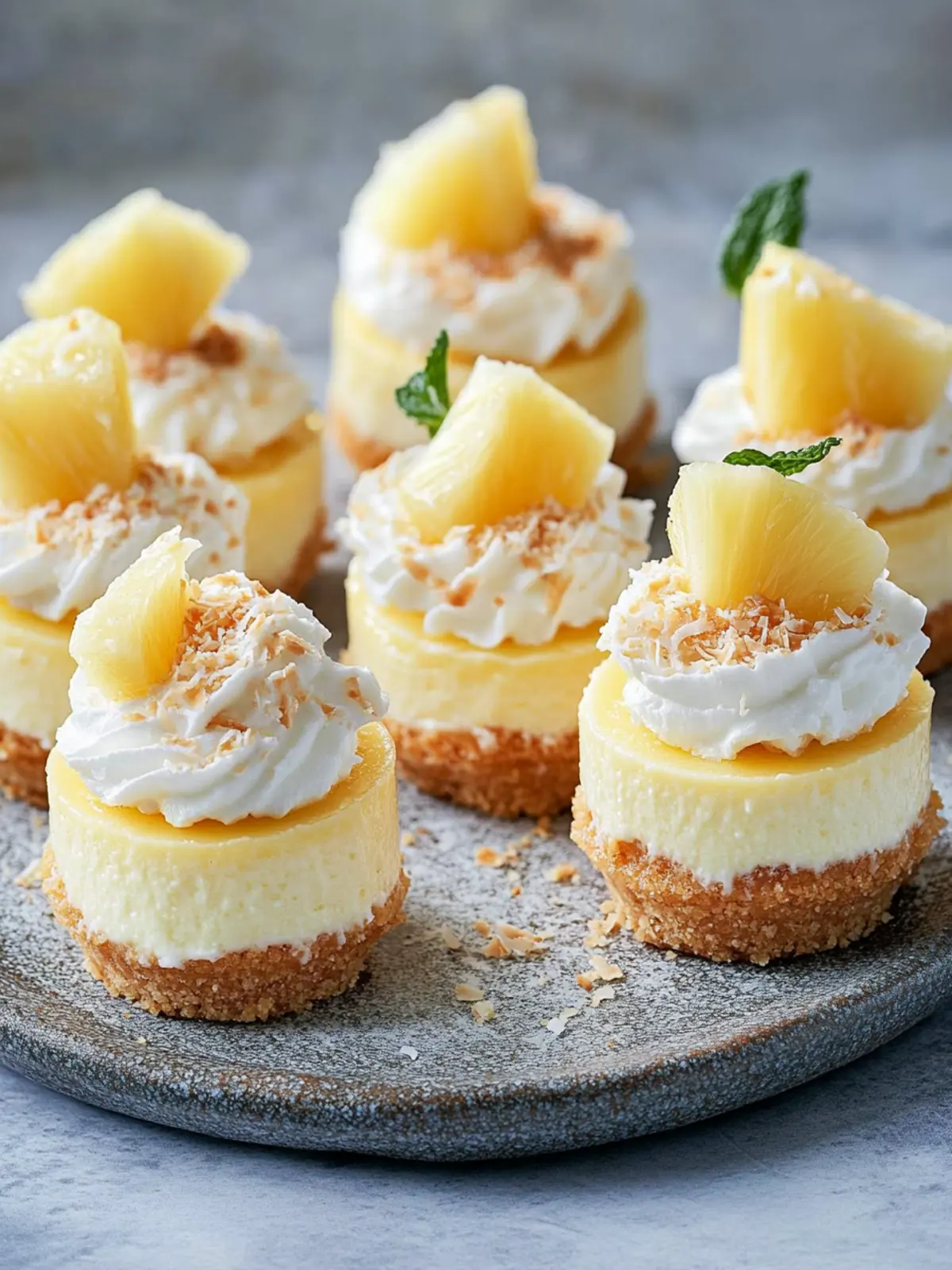 Mini pineapple and condensed coconut milk cheesecakes
