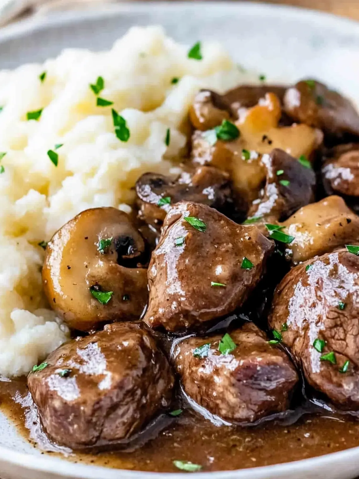 Beef Tenderloin Tips in Mushroom Gravy