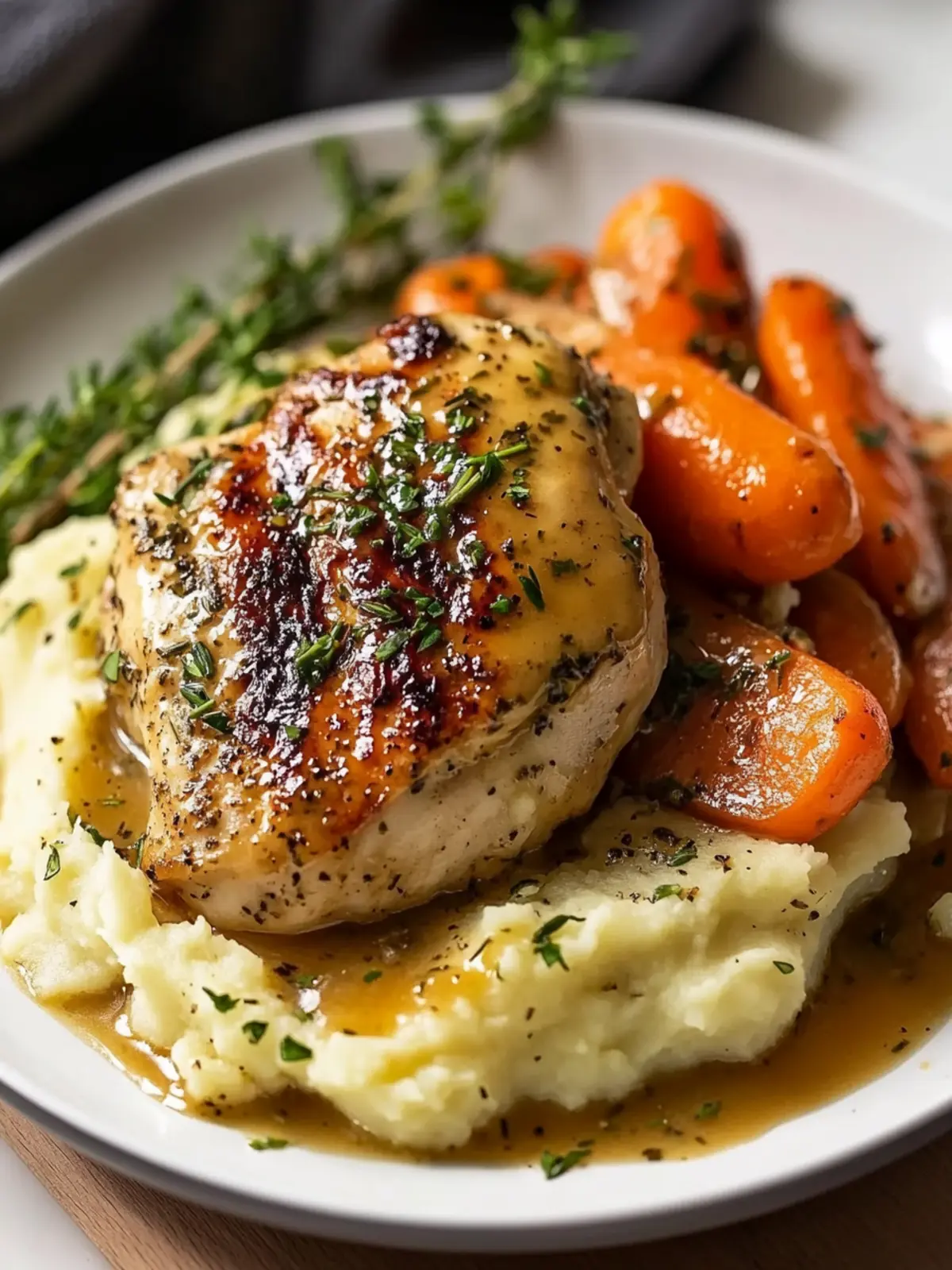 Creamy Herb Chicken with Mashed Potatoes & Glazed Carrots Bliss 3 Creamy Herb Chicken with Mashed Potatoes & Glazed Carrots