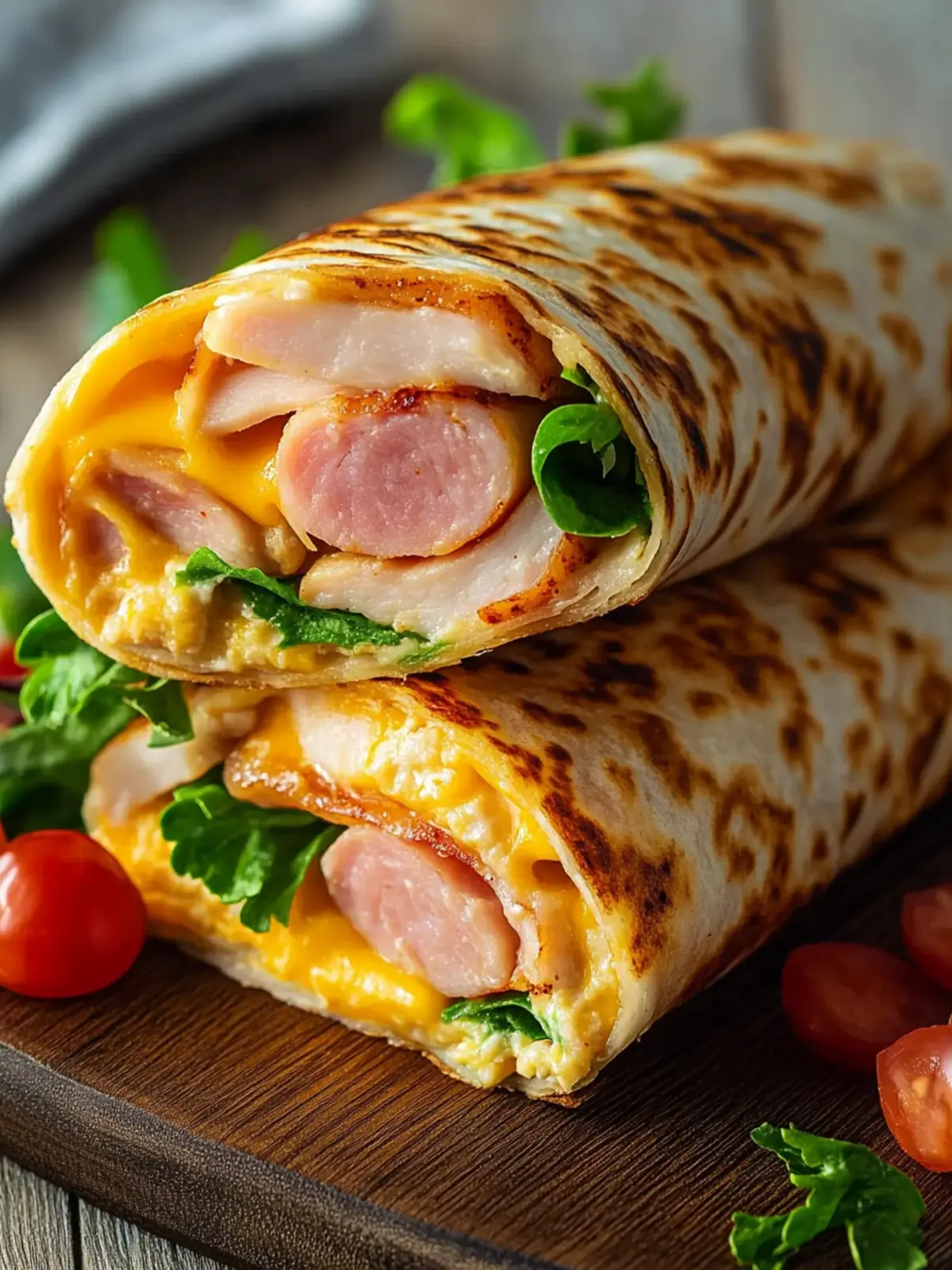 Air Fryer Hot Chicken Ham And Cheese Wraps