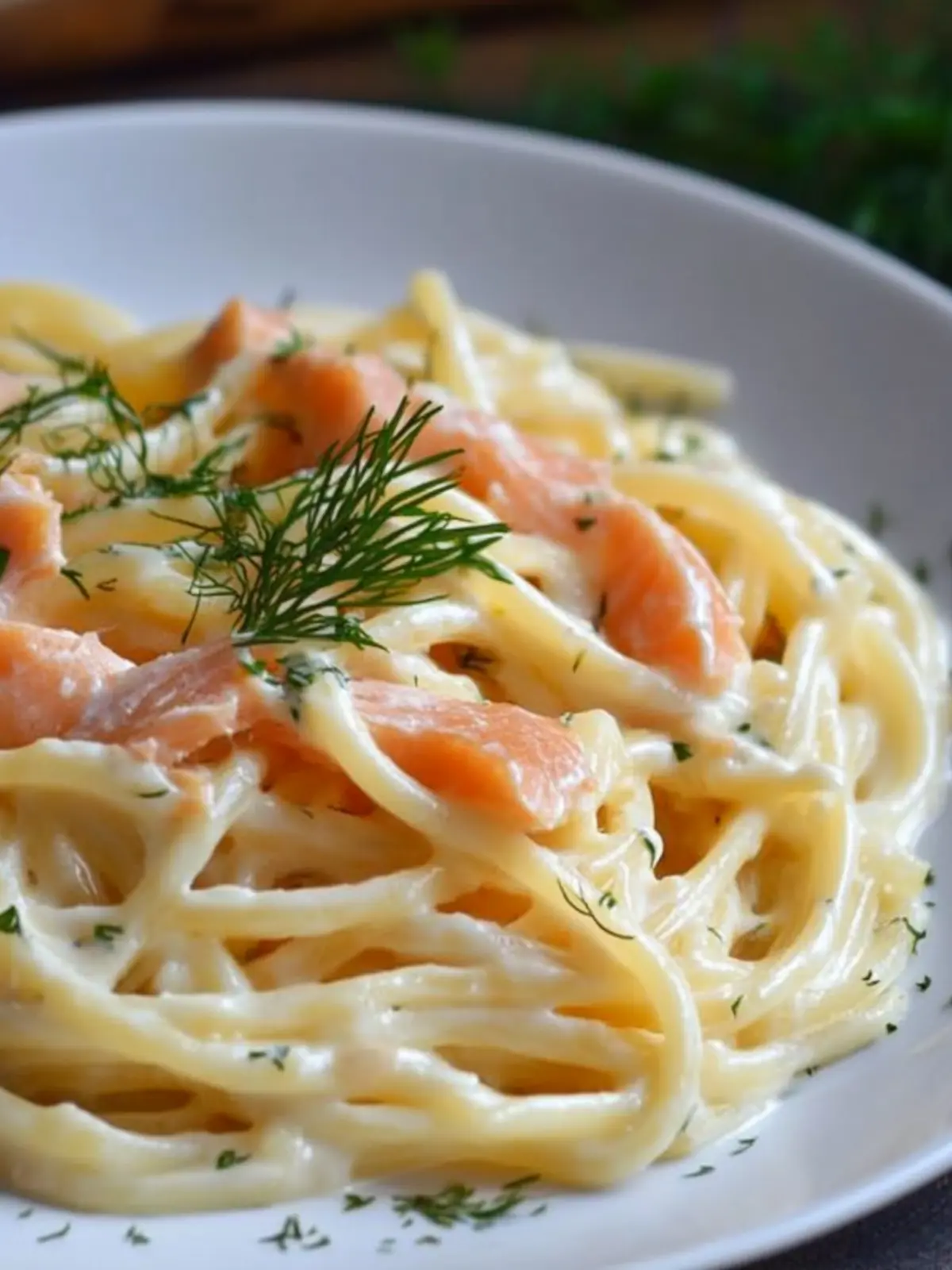 Pasta Smoked Salmon and Dill Cream Sauce
