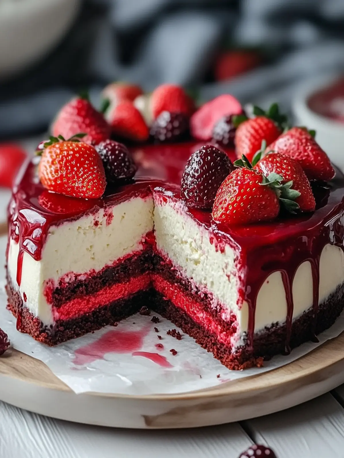 Red Velvet Strawberry Cheesecake