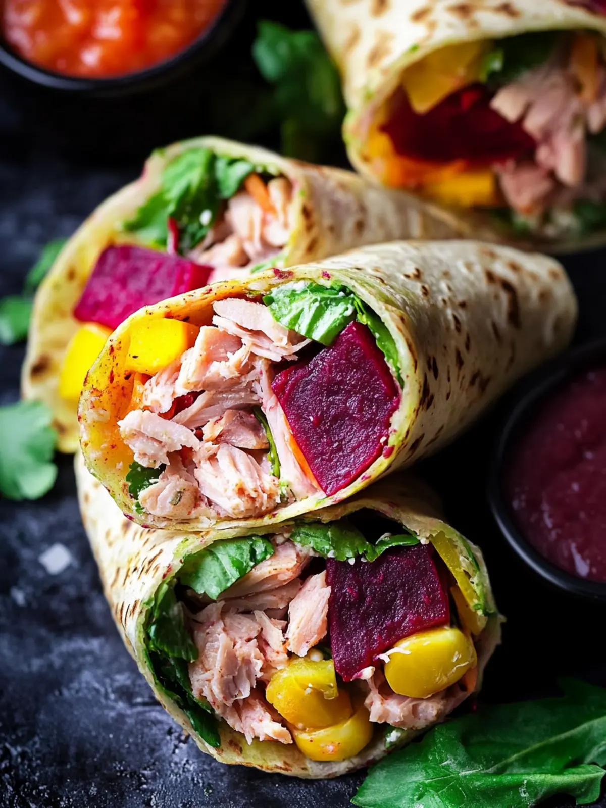 Tuna Beetroot Tortilla Wraps