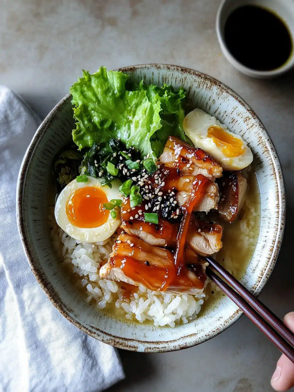 Caramelized Miso Chicken Rice and Broth