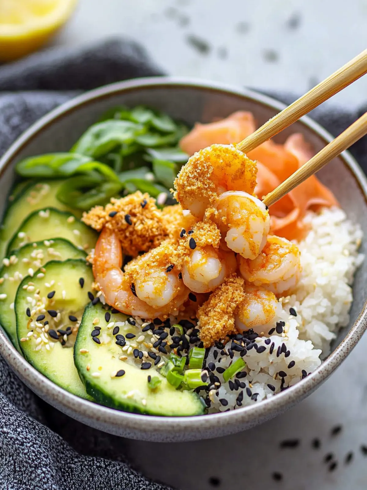 Easy Crunchy Shrimp Sushi Bowl