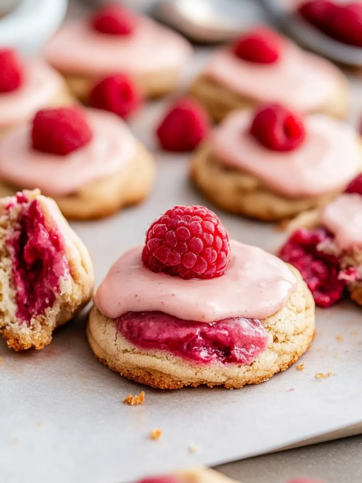 Raspberry Cheesecake Cookies with Creamy Topping Delight 4 Raspberry Cheesecake Cookies