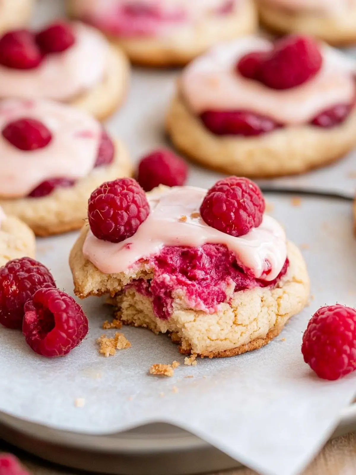 Raspberry Cheesecake Cookies with Creamy Topping Delight 2 Raspberry Cheesecake Cookies