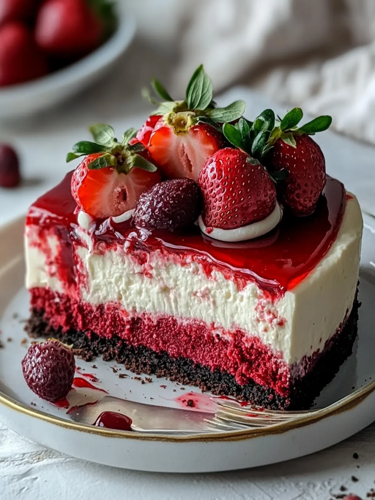 Red Velvet Strawberry Cheesecake