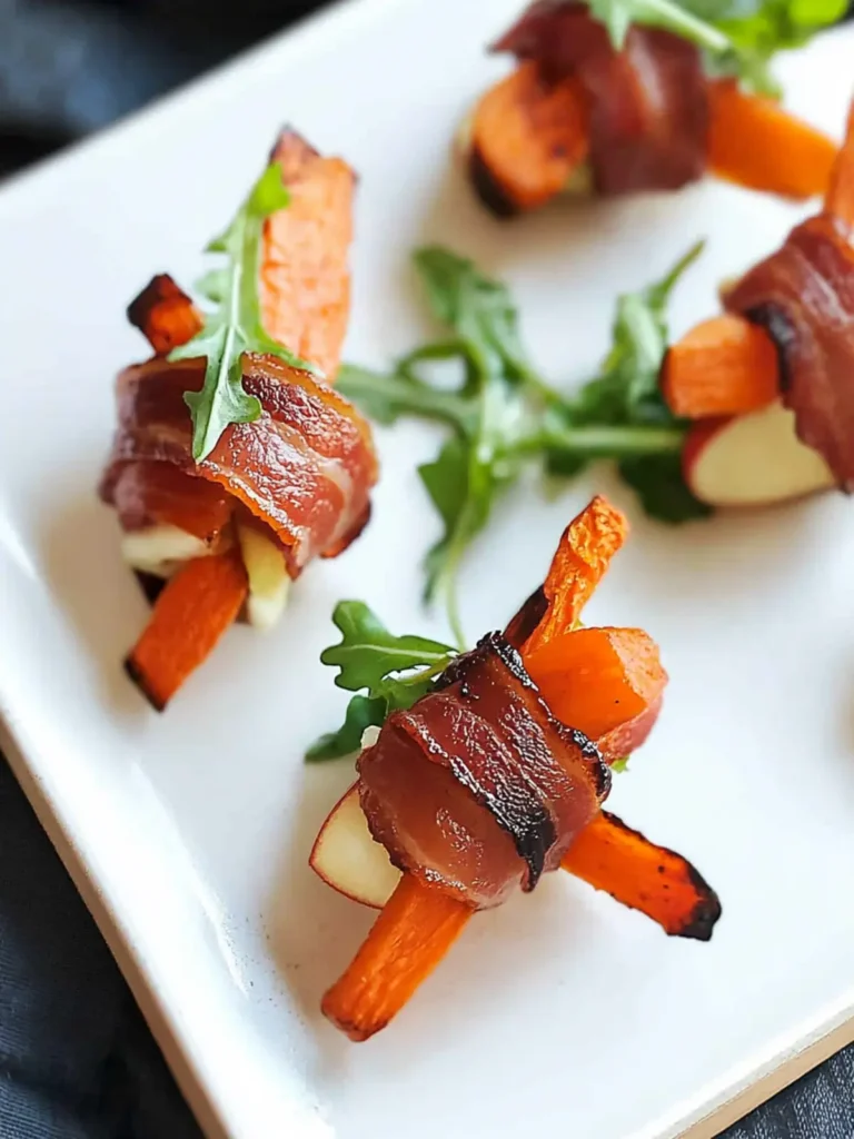 Carrot Bacon Wrapped Apple Bites (Vegan Appetizer)