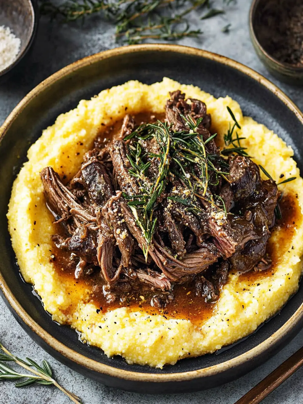 Rosemary Braised Beef with Polenta