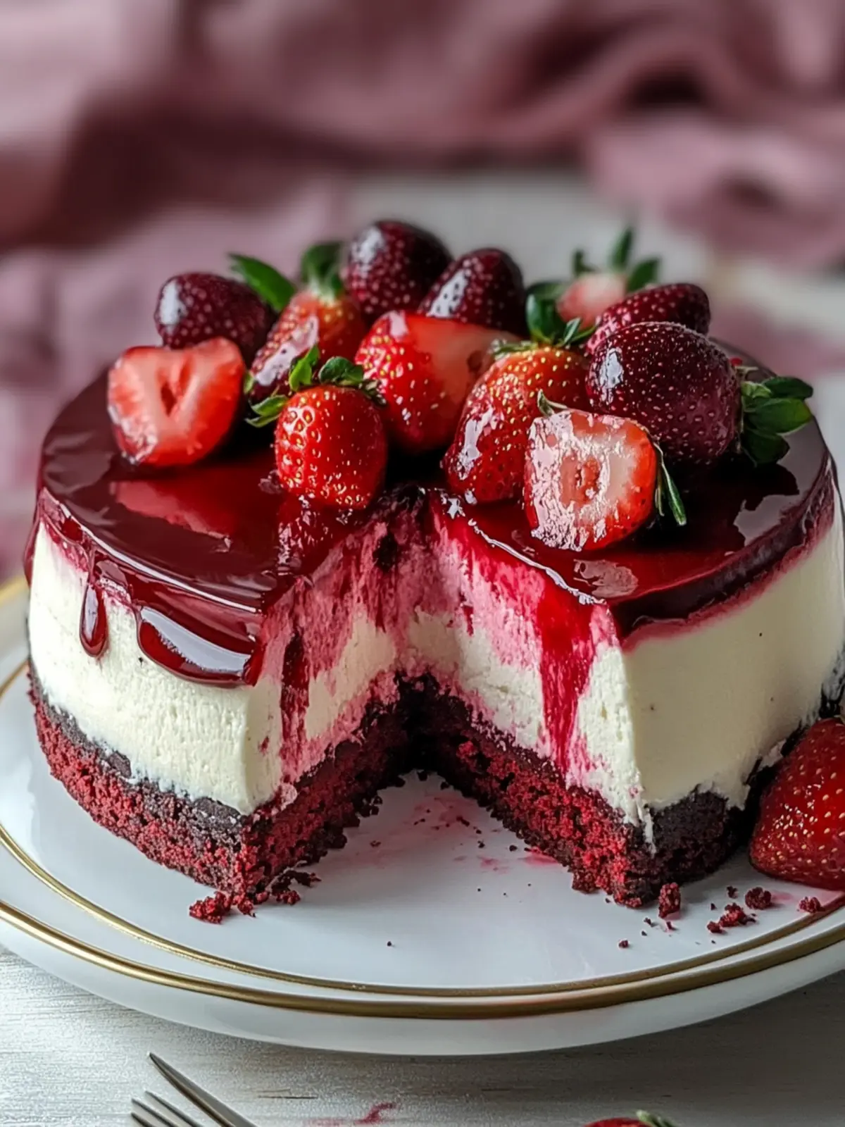 Red Velvet Strawberry Cheesecake