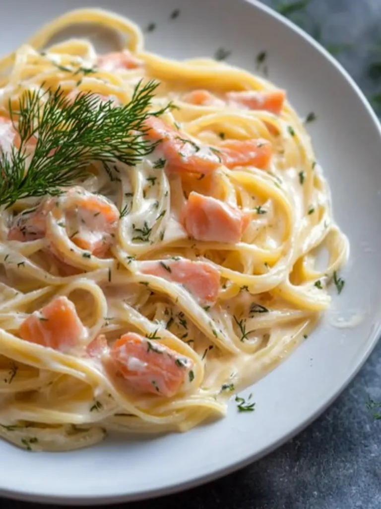 Pasta Smoked Salmon and Dill Cream Sauce
