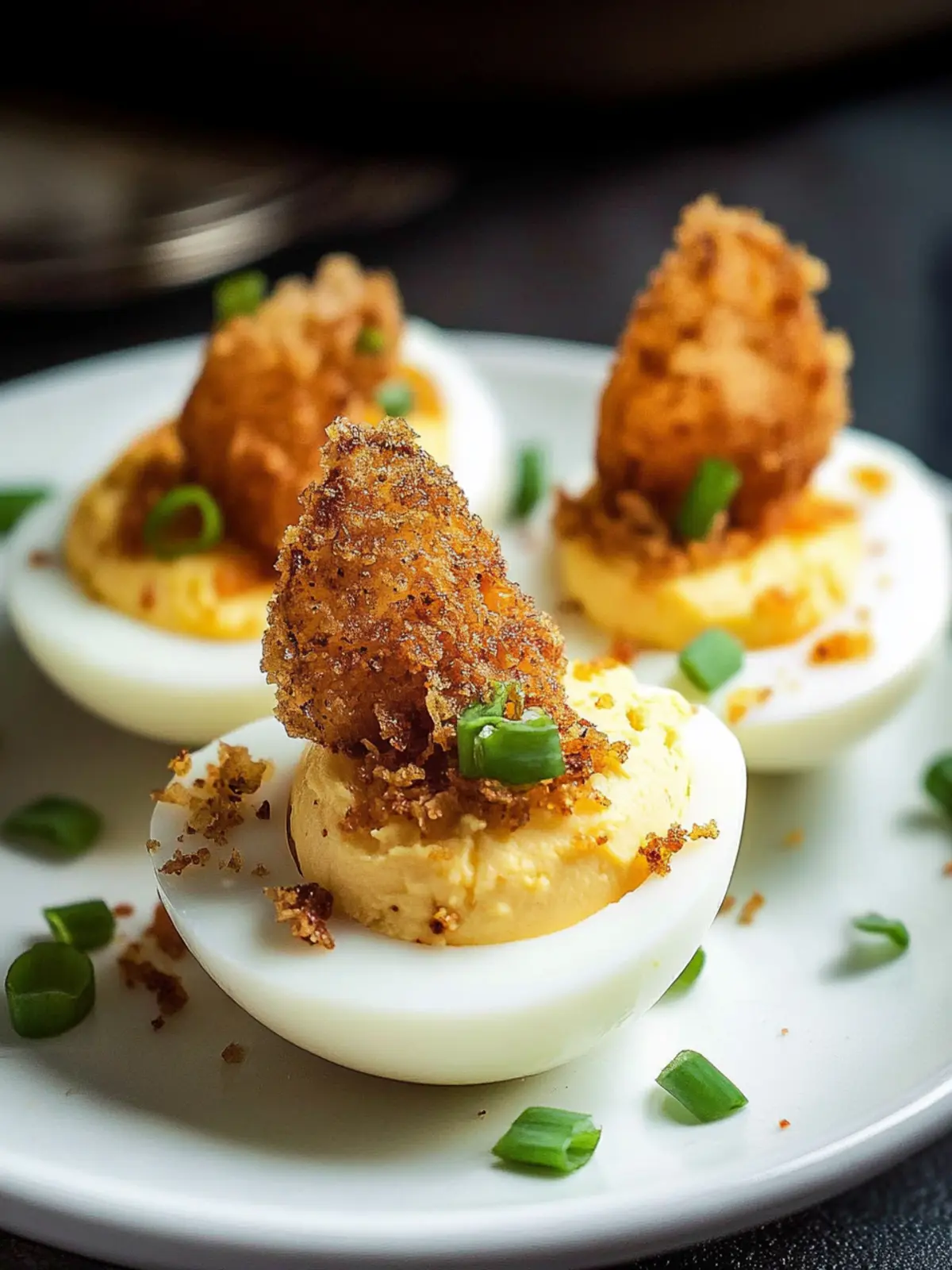 Deviled Eggs with Fried Chicken Skin