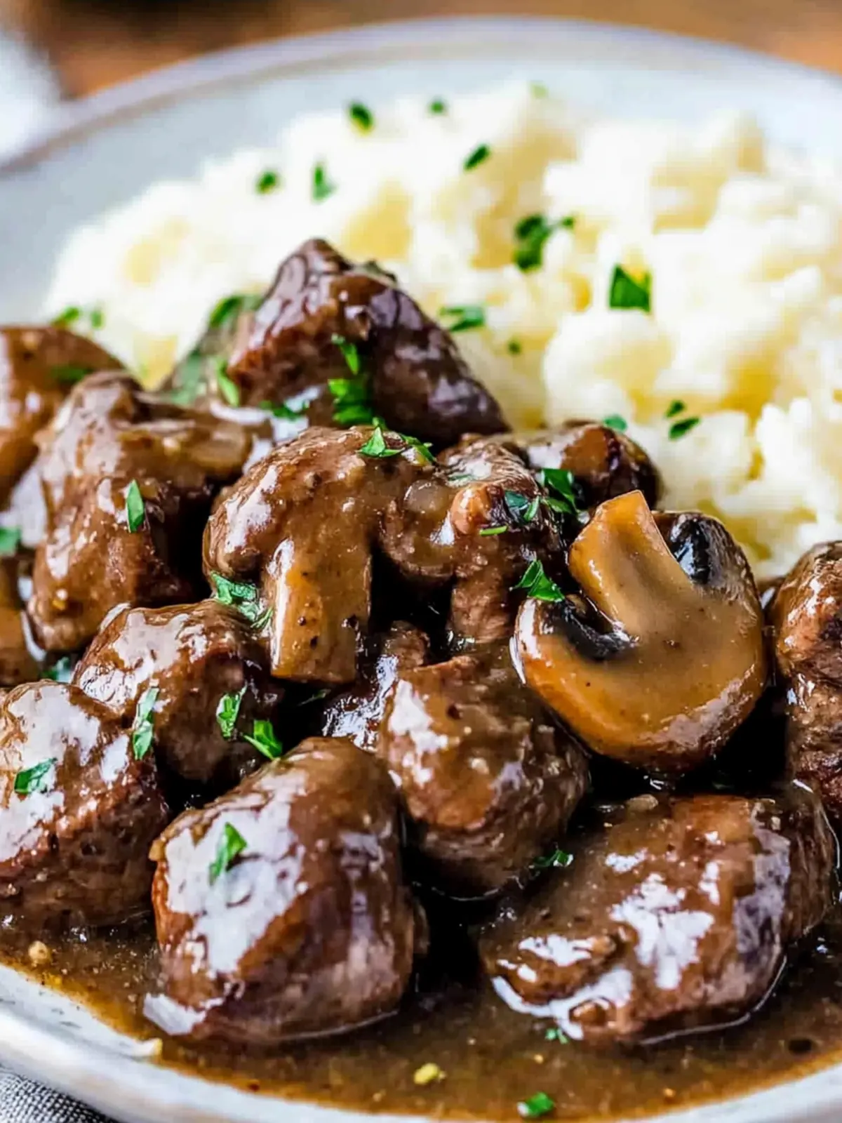 Beef Tenderloin Tips in Mushroom Gravy