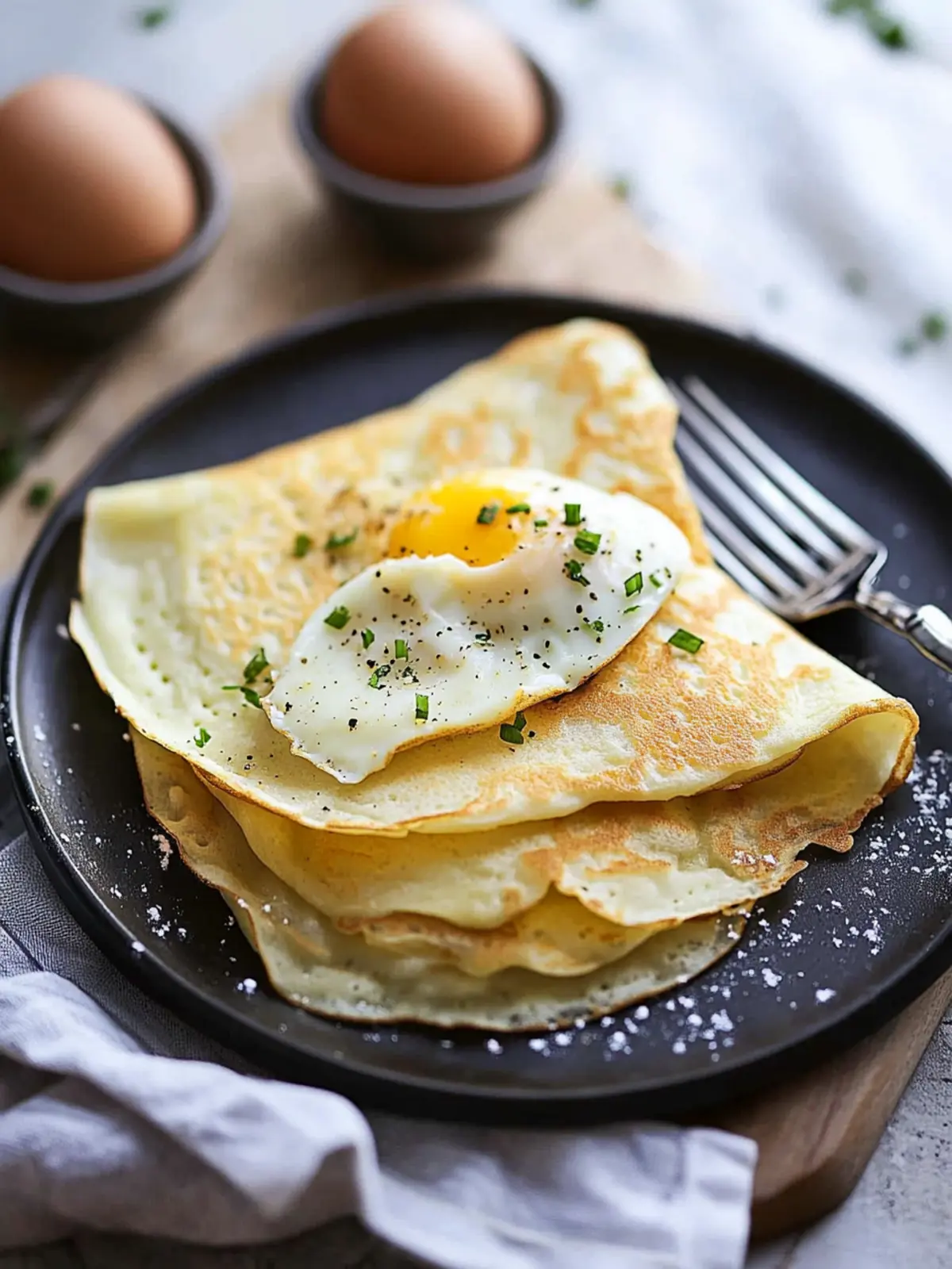 Delicious Breakfast Crêpes with Eggs and Cheddar You’ll Love 2 Breakfast Crêpes with Eggs and Cheddar