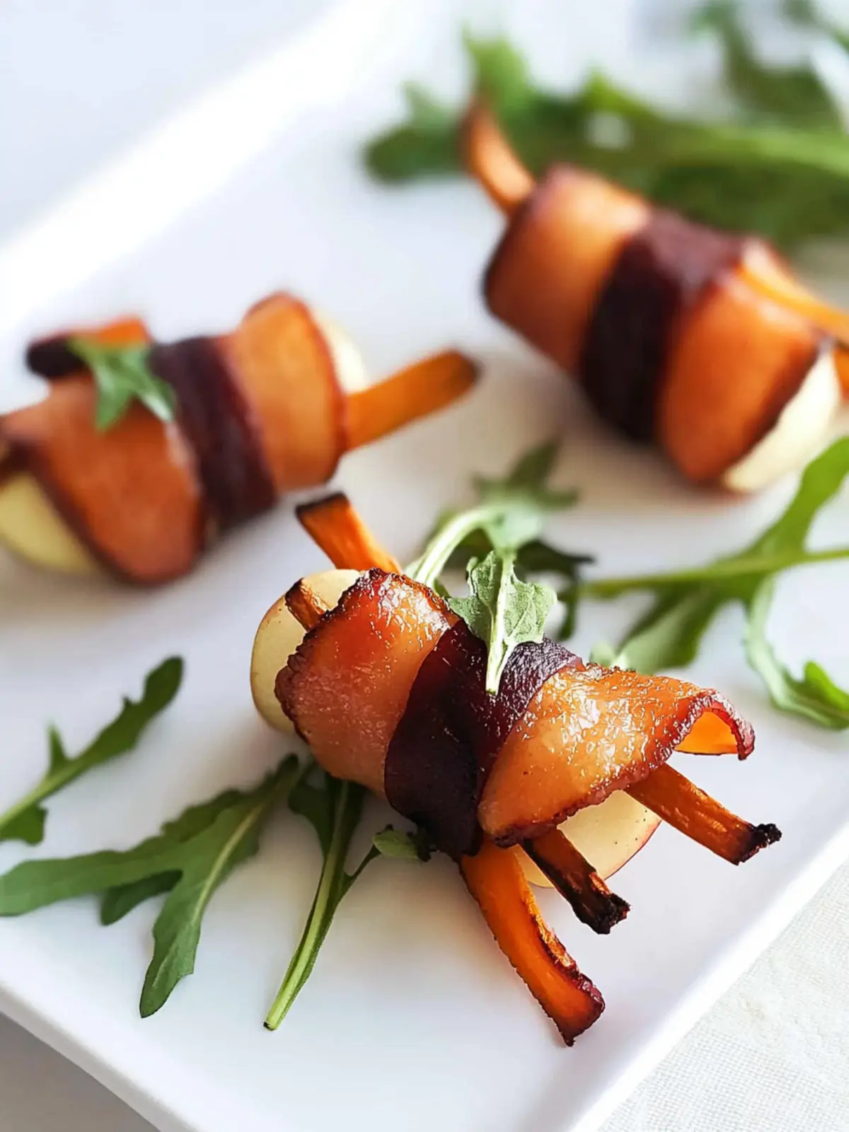 Carrot Bacon Wrapped Apple Bites (Vegan Appetizer)