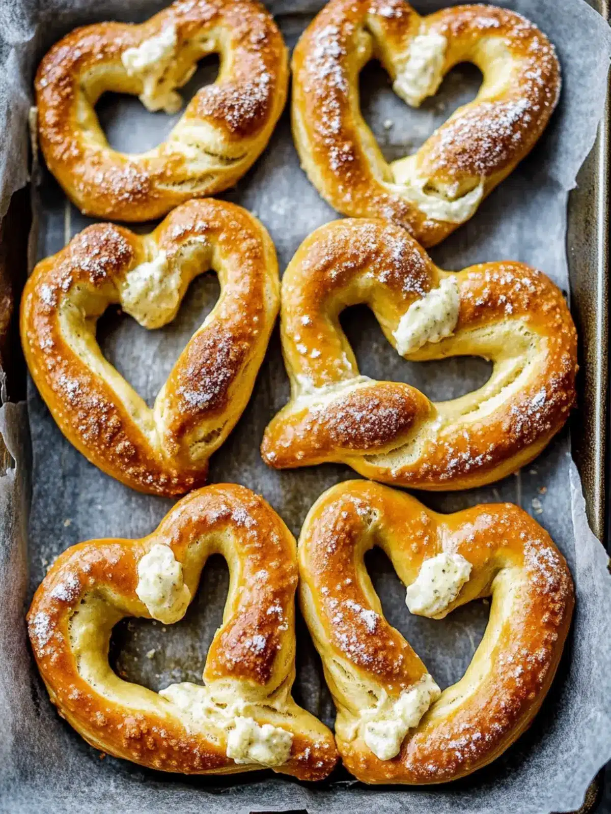 Heart Shaped Soft and Chewy Buttered Pretzels for Love! 4 Heart Shaped Soft and Chewy Buttered Pretzels
