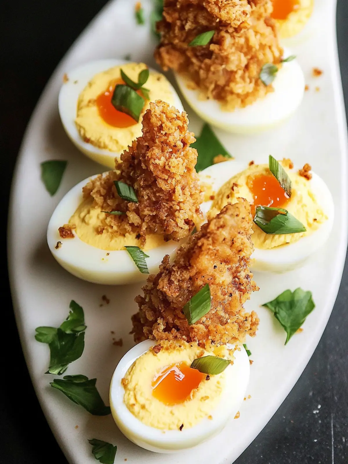 Deviled Eggs with Fried Chicken Skin
