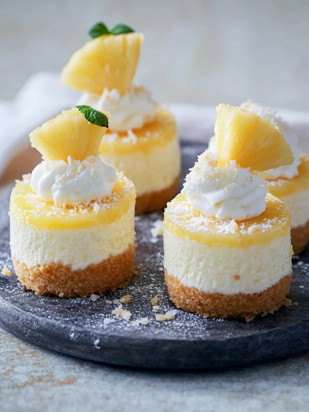 Mini pineapple and condensed coconut milk cheesecakes