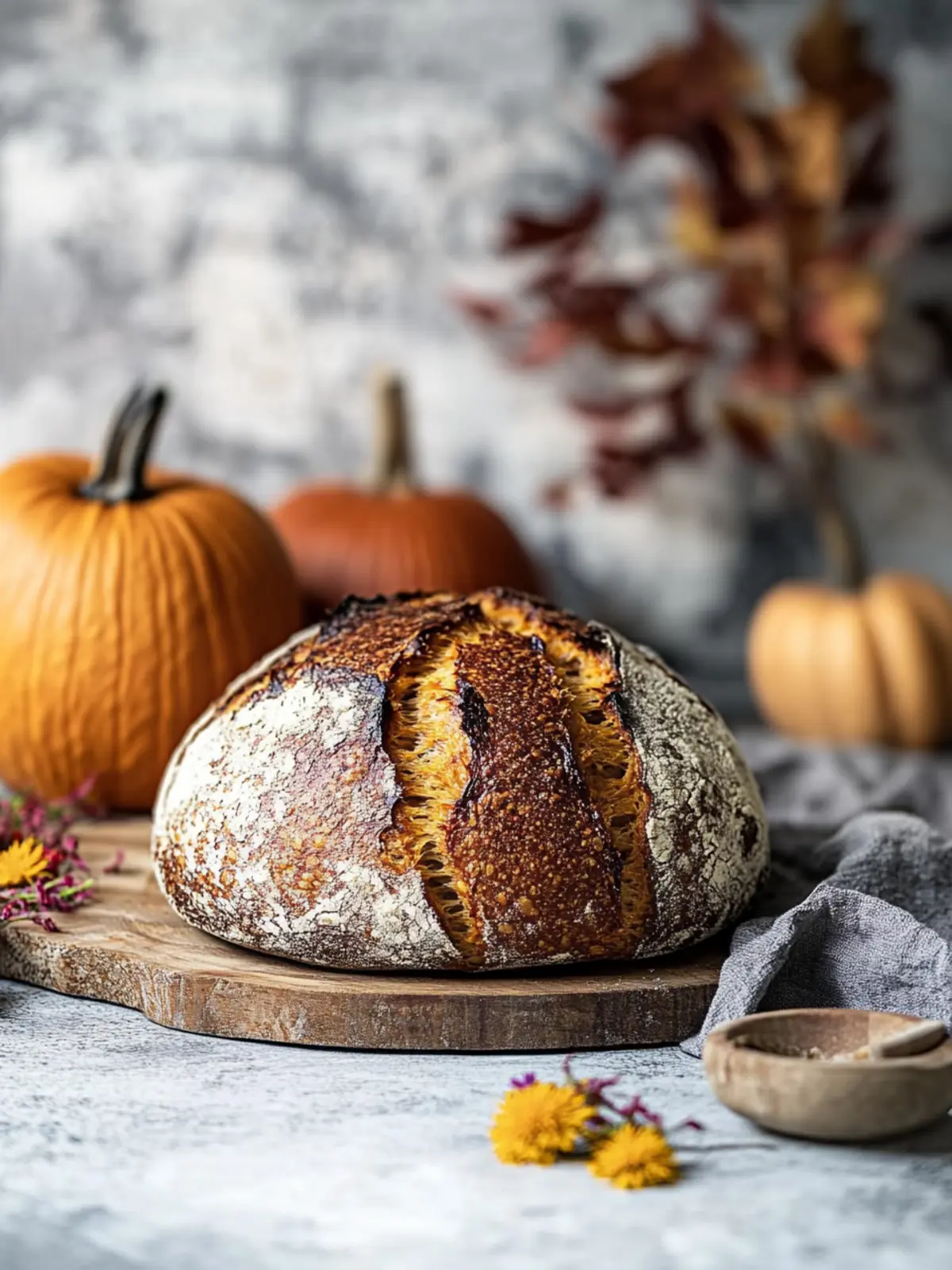 Pumpkin Kamut Calendula Sourdough Bread