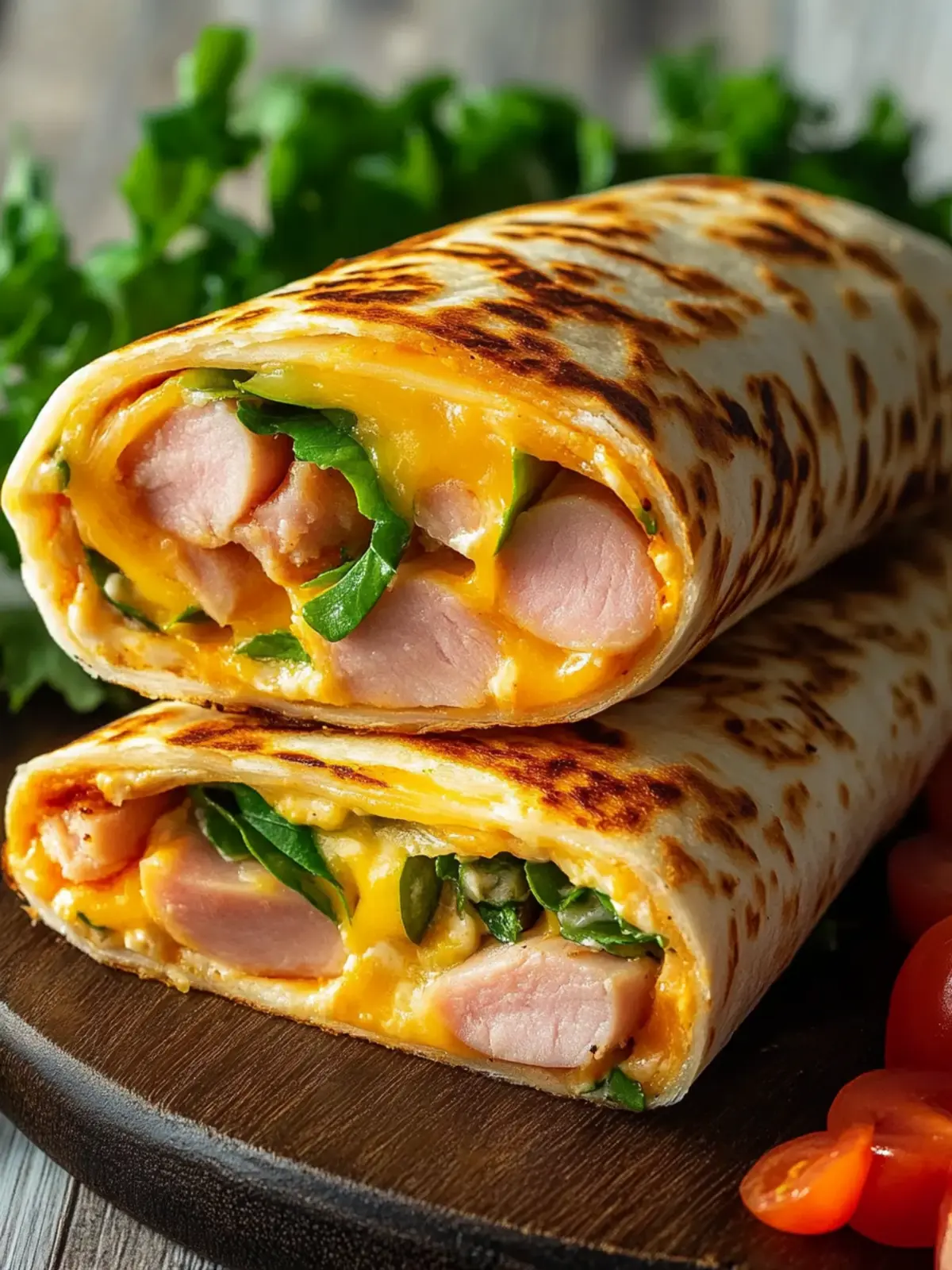 Air Fryer Hot Chicken Ham And Cheese Wraps