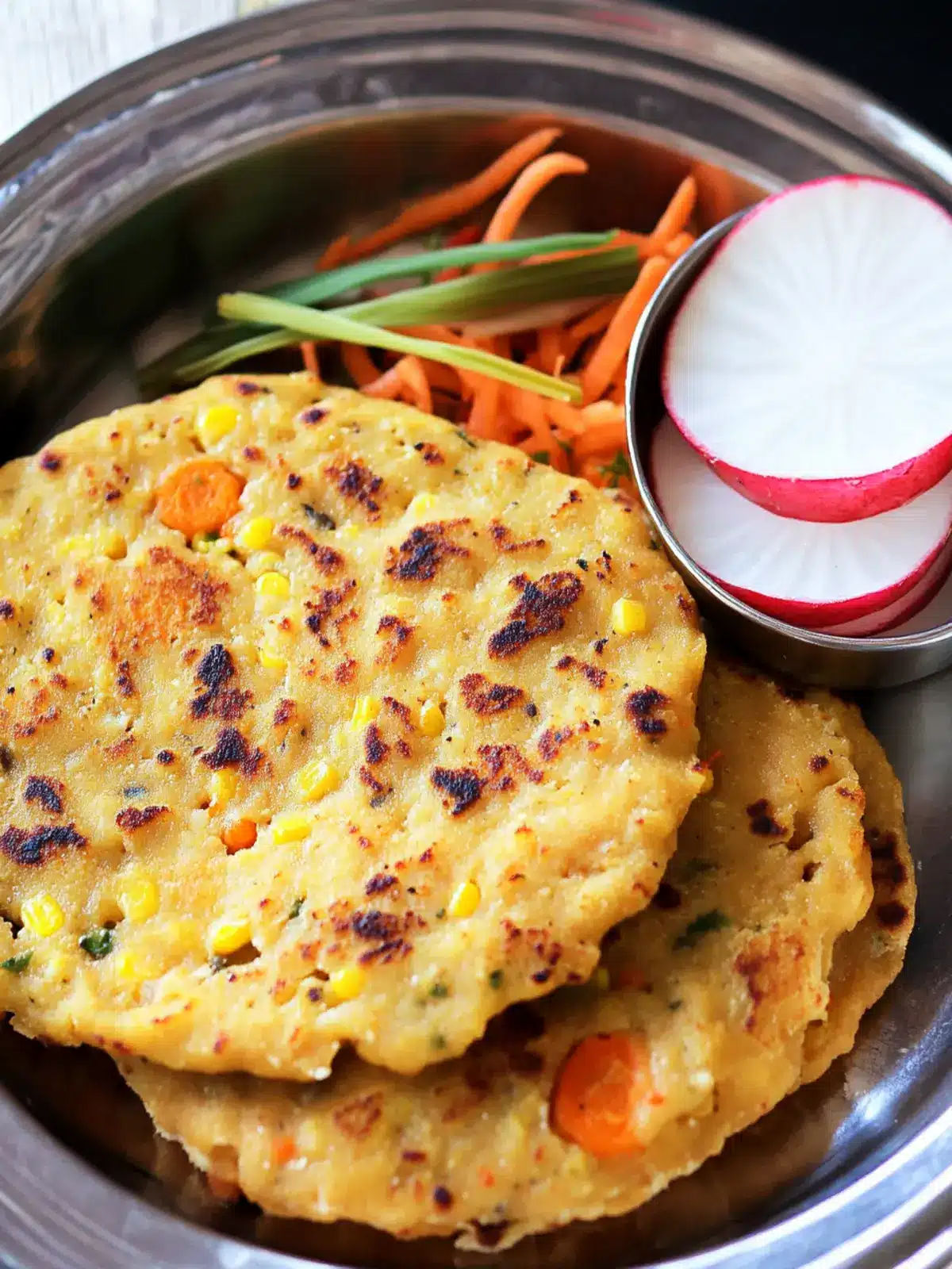 Corn Masa Flatbread with Carrots and Radish