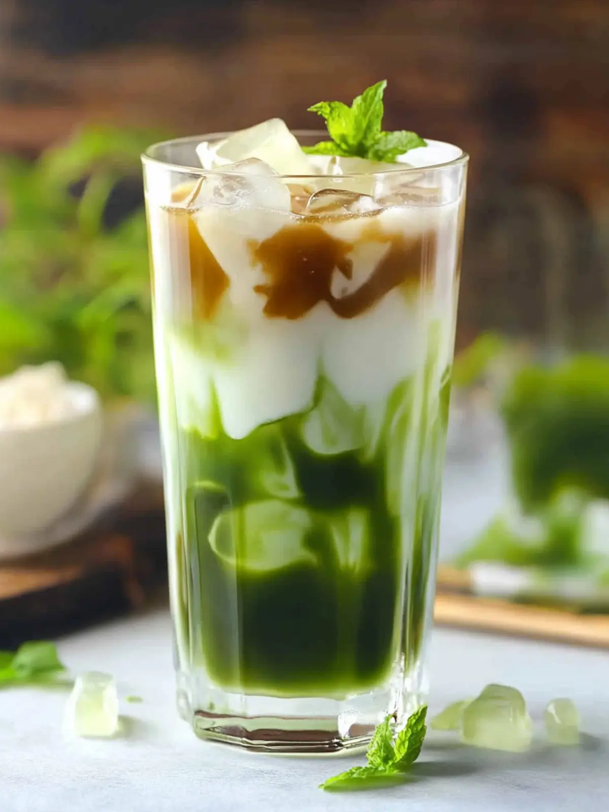 Brown Sugar Pandan Jelly Milk