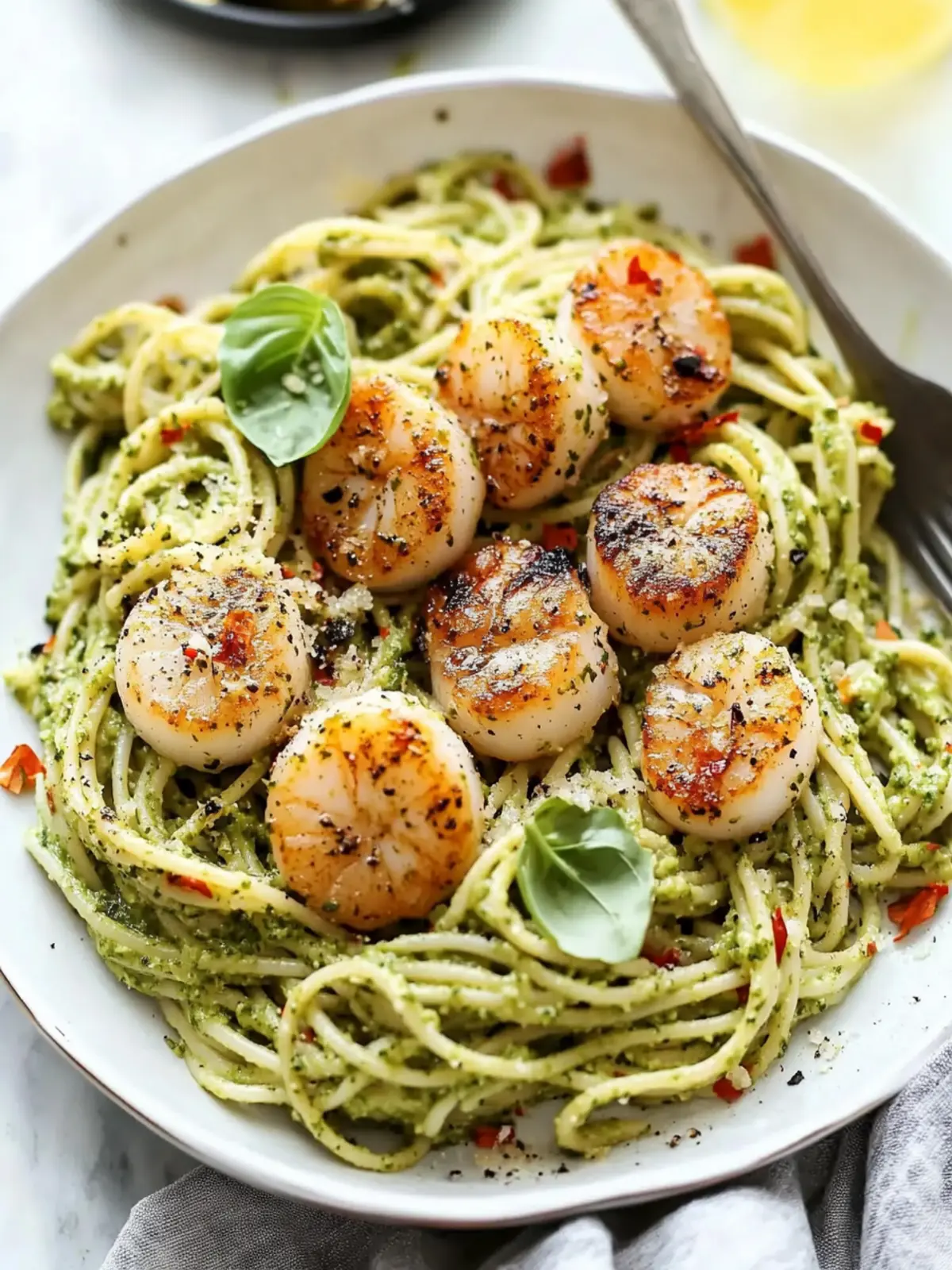 Seared Scallop Pesto Pasta