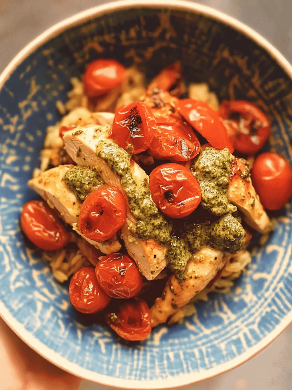 Creamy Pesto Chicken with Roasted Tomatoes