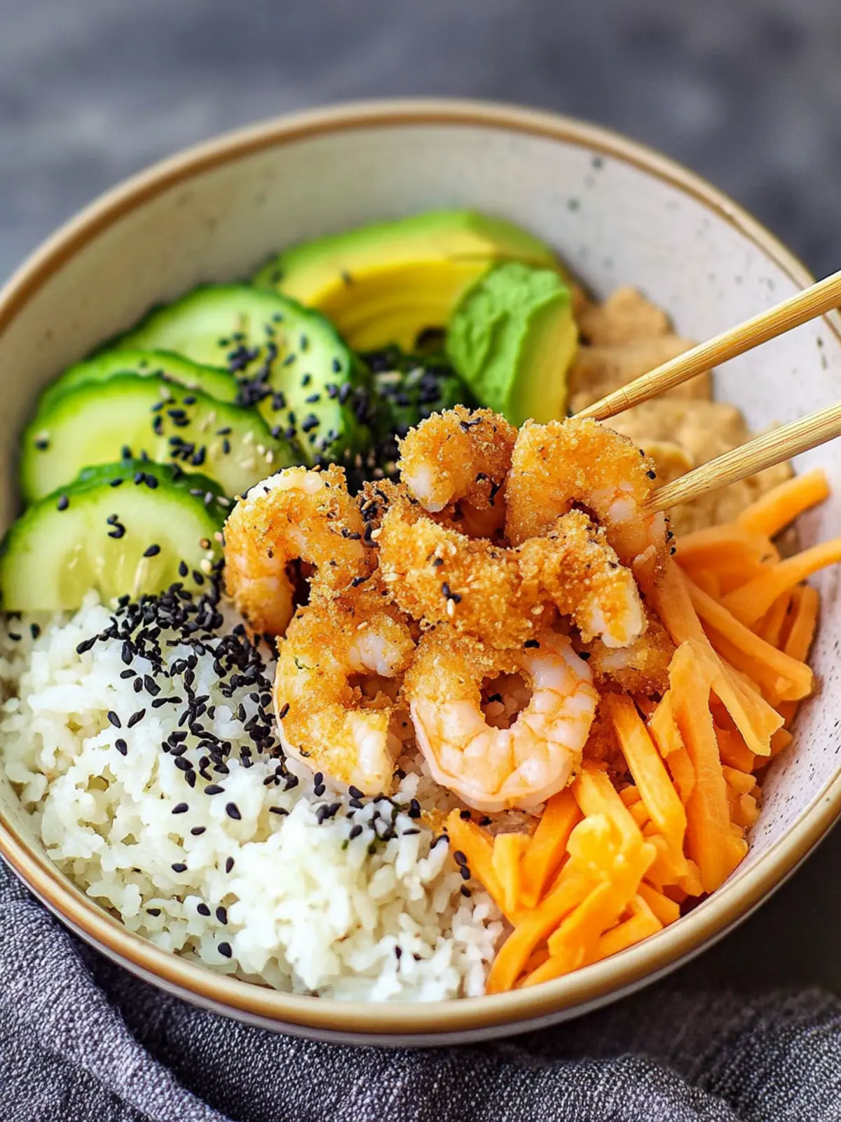 Easy Crunchy Shrimp Sushi Bowl