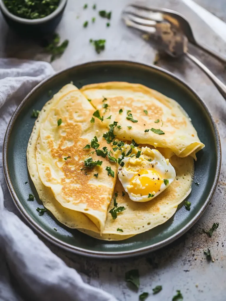 Breakfast Crêpes with Eggs and Cheddar