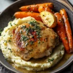 Creamy Herb Chicken with Mashed Potatoes & Glazed Carrots