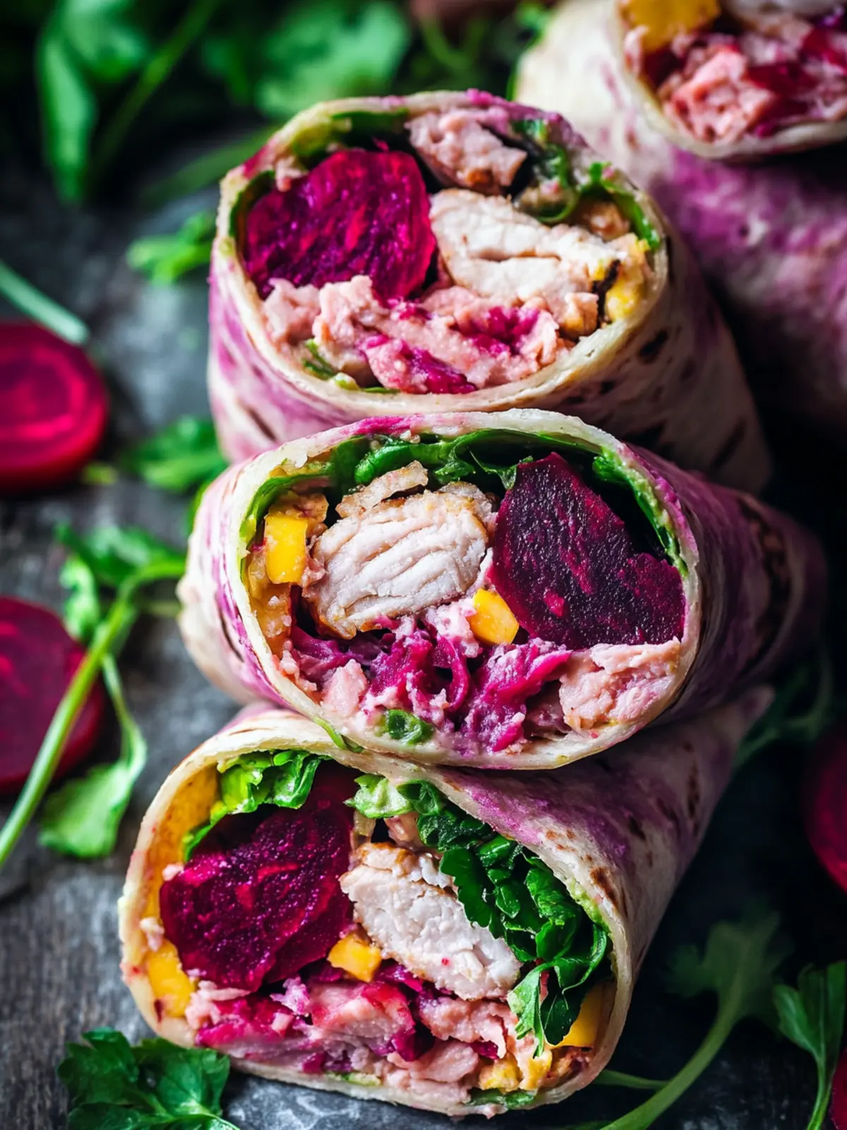 Tuna Beetroot Tortilla Wraps