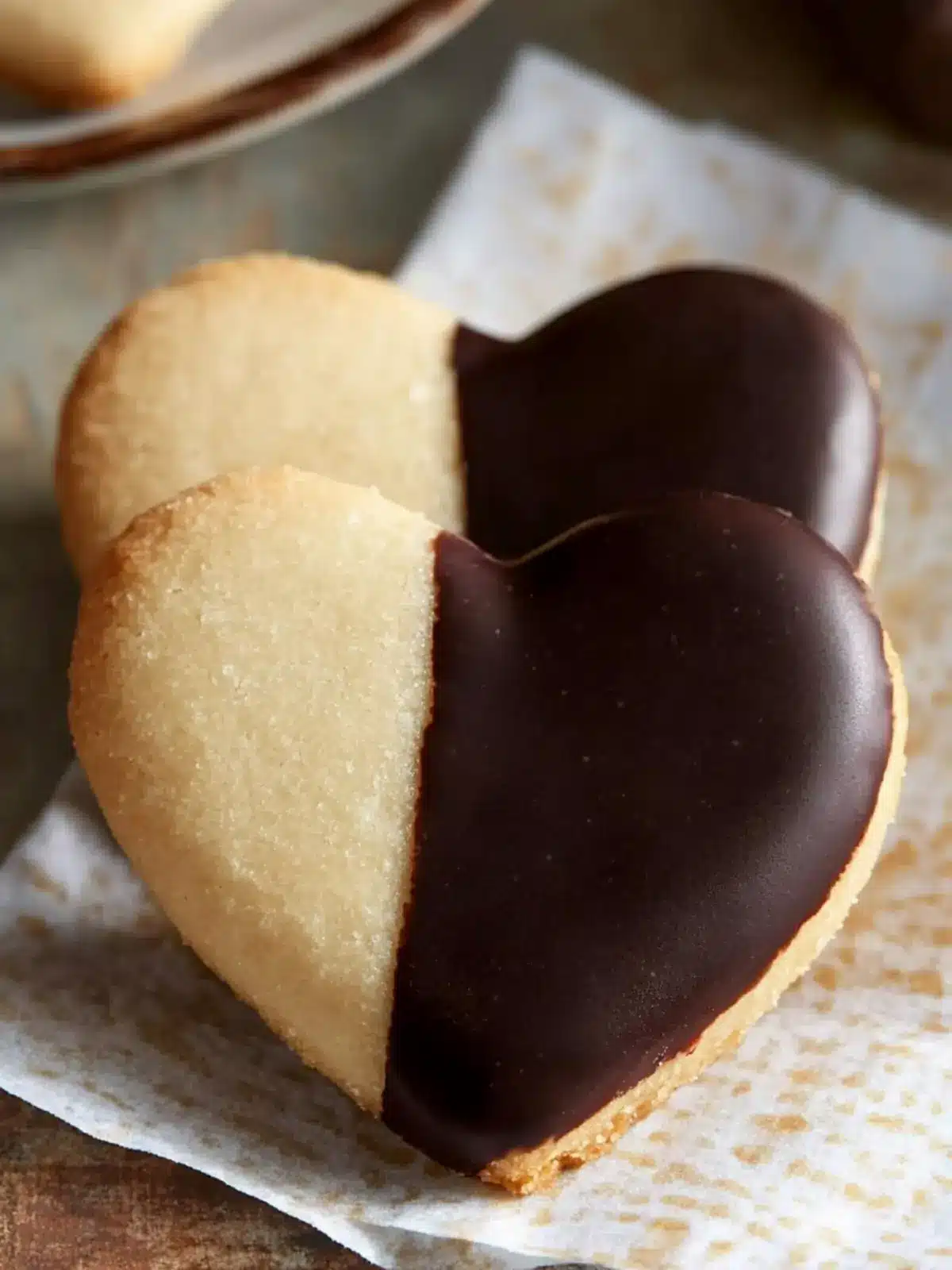 Chocolate-dipped Shortbread Hearts